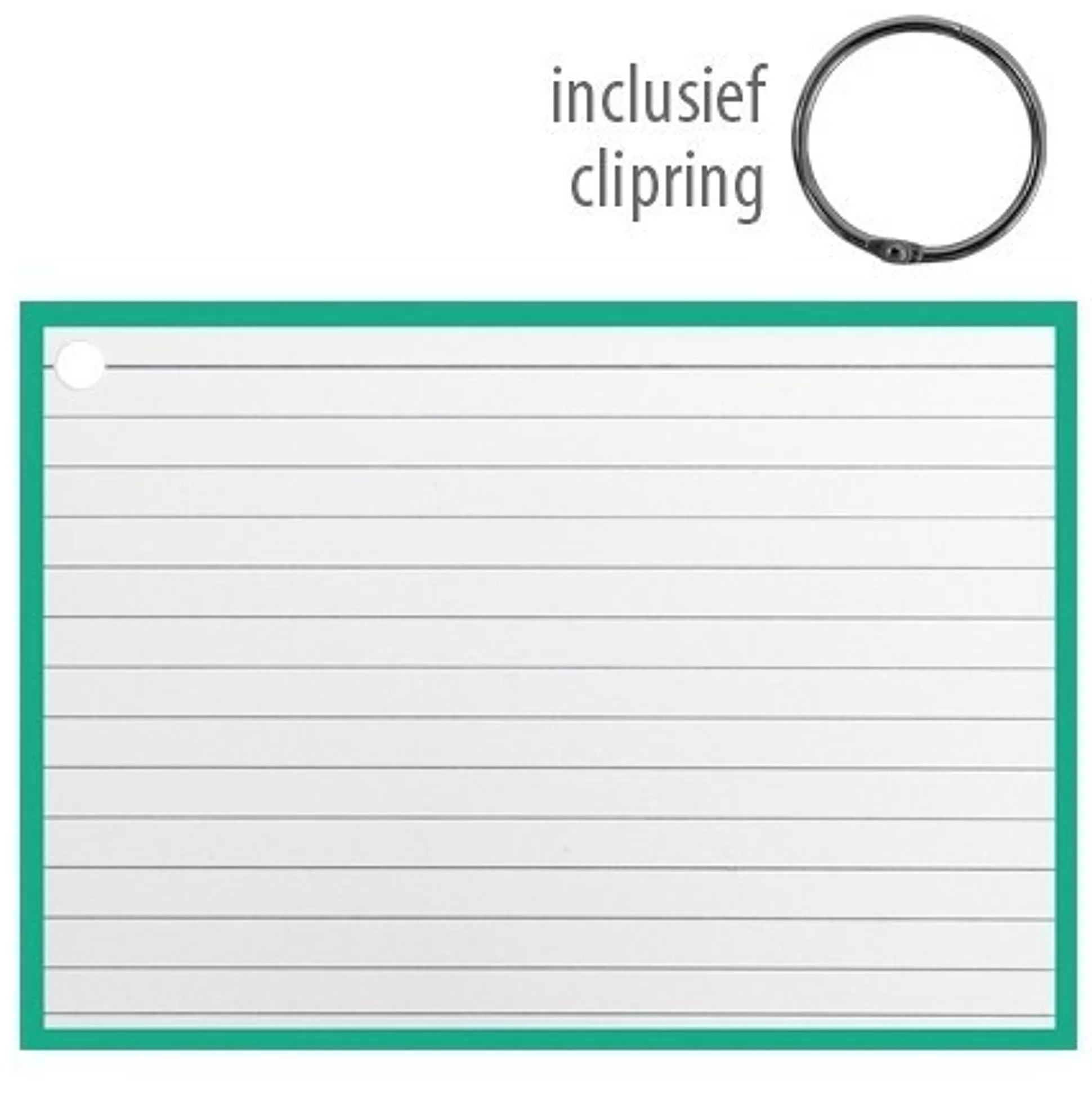 * Klasseren-Flashcards A6 Groen 50 Stuks Inclusief 1 Clipring