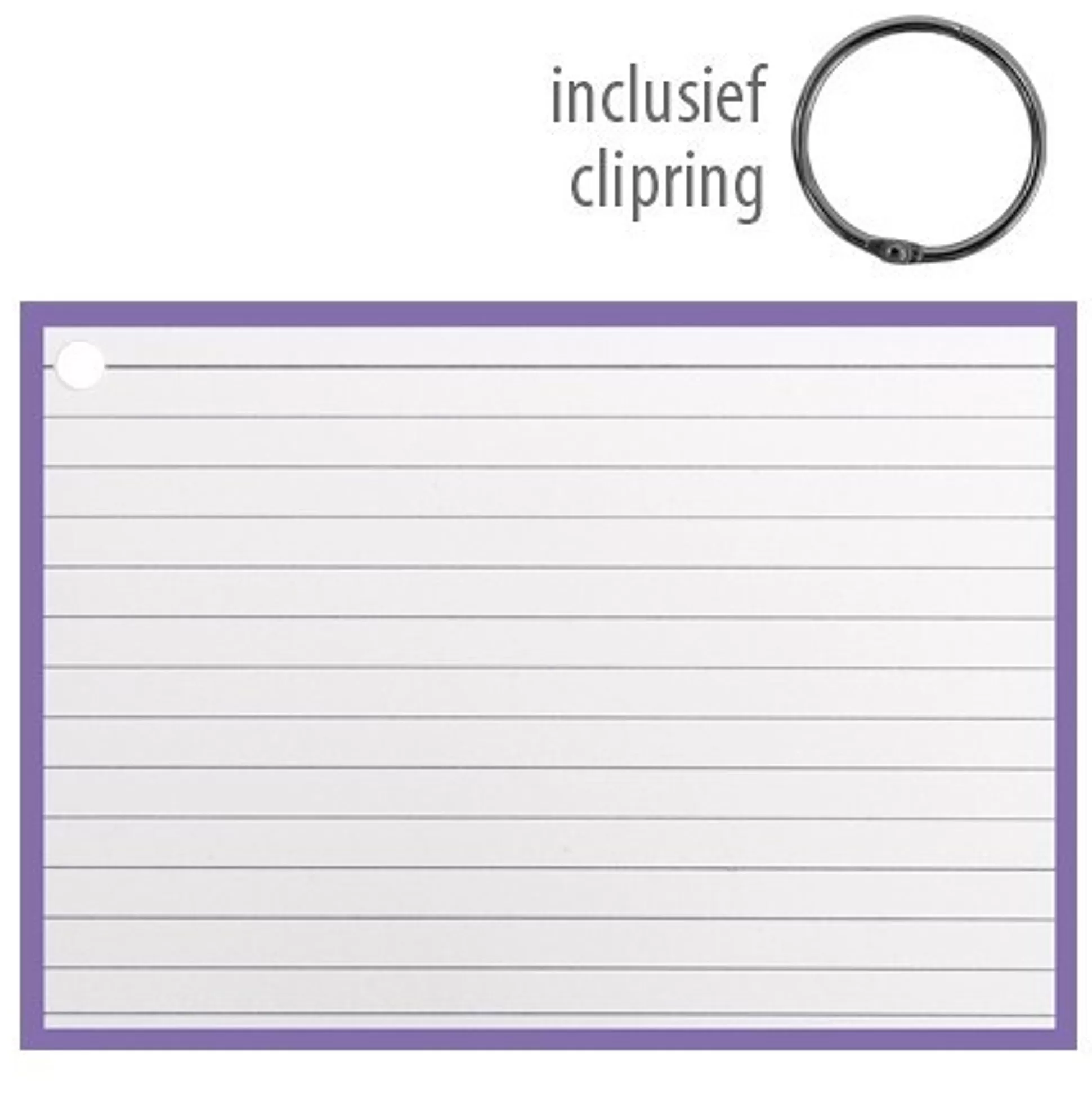 * Klasseren-Flashcards A6 Paars 50 Stuks Inclusief 1 Clipring