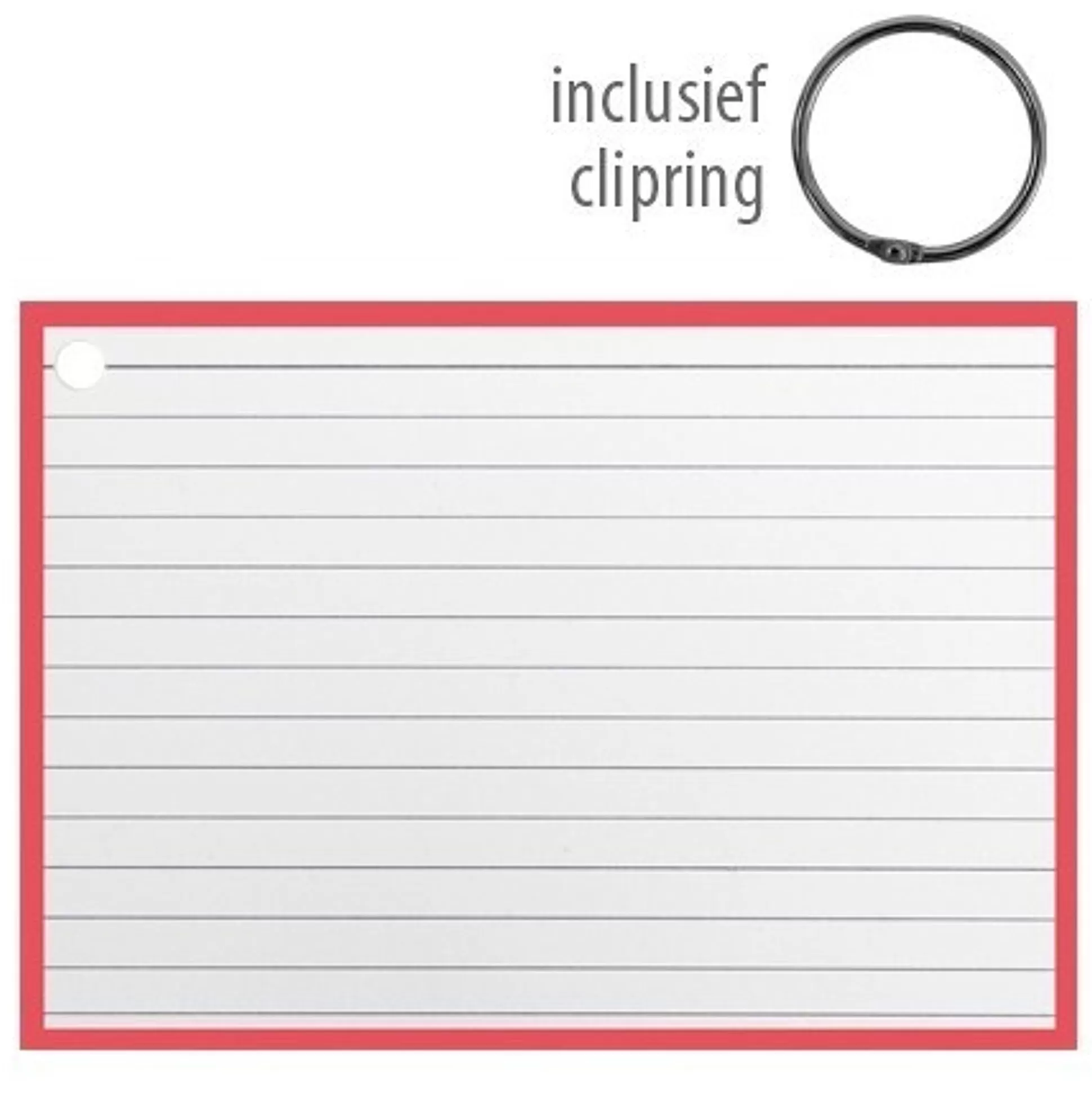 * Klasseren-Flashcards A6 Rood 50 Stuks Inclusief 1 Clipring