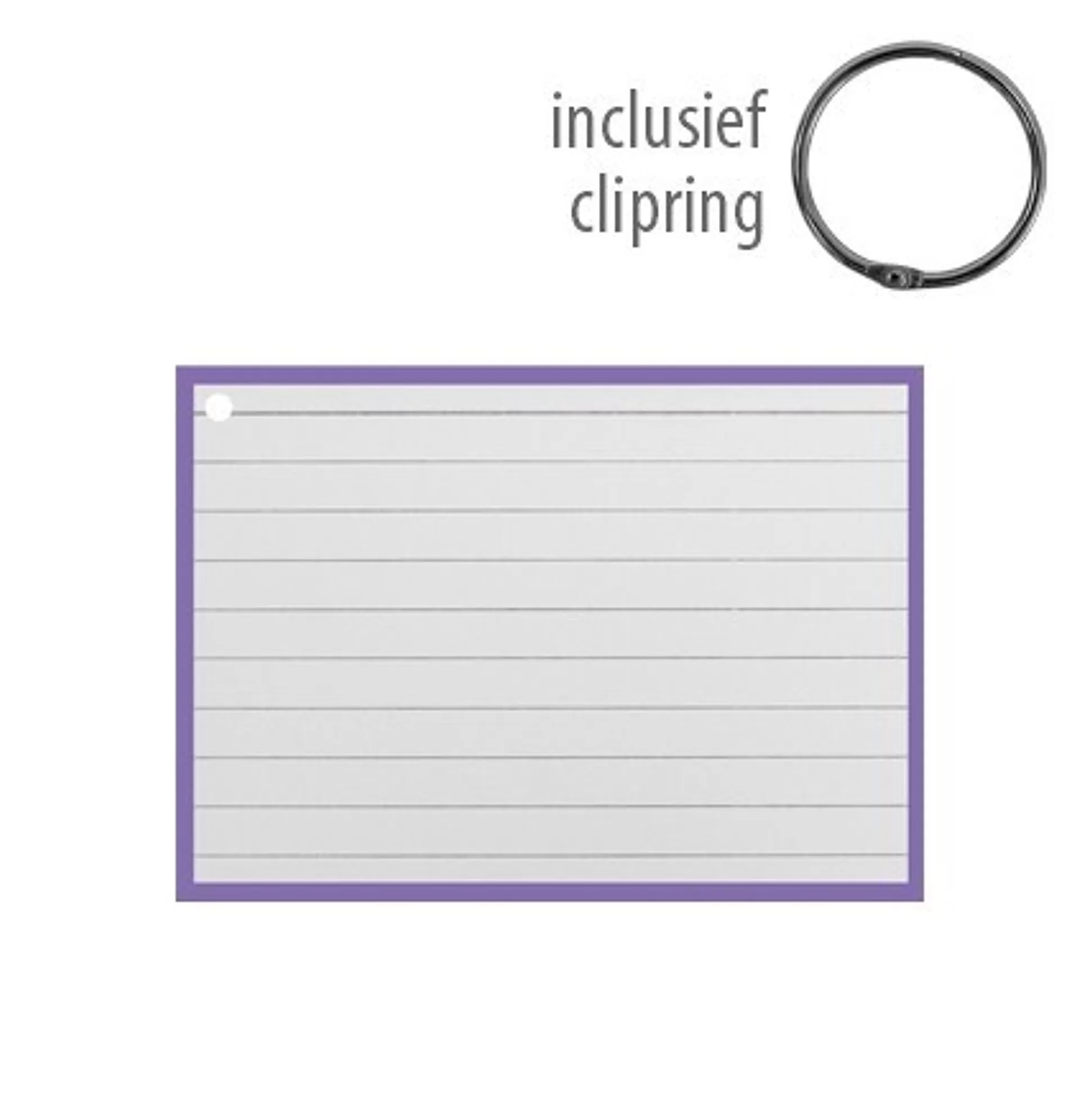 * Klasseren-Flashcards A7 Paars 50 Stuks Inclusief 1 Clipring