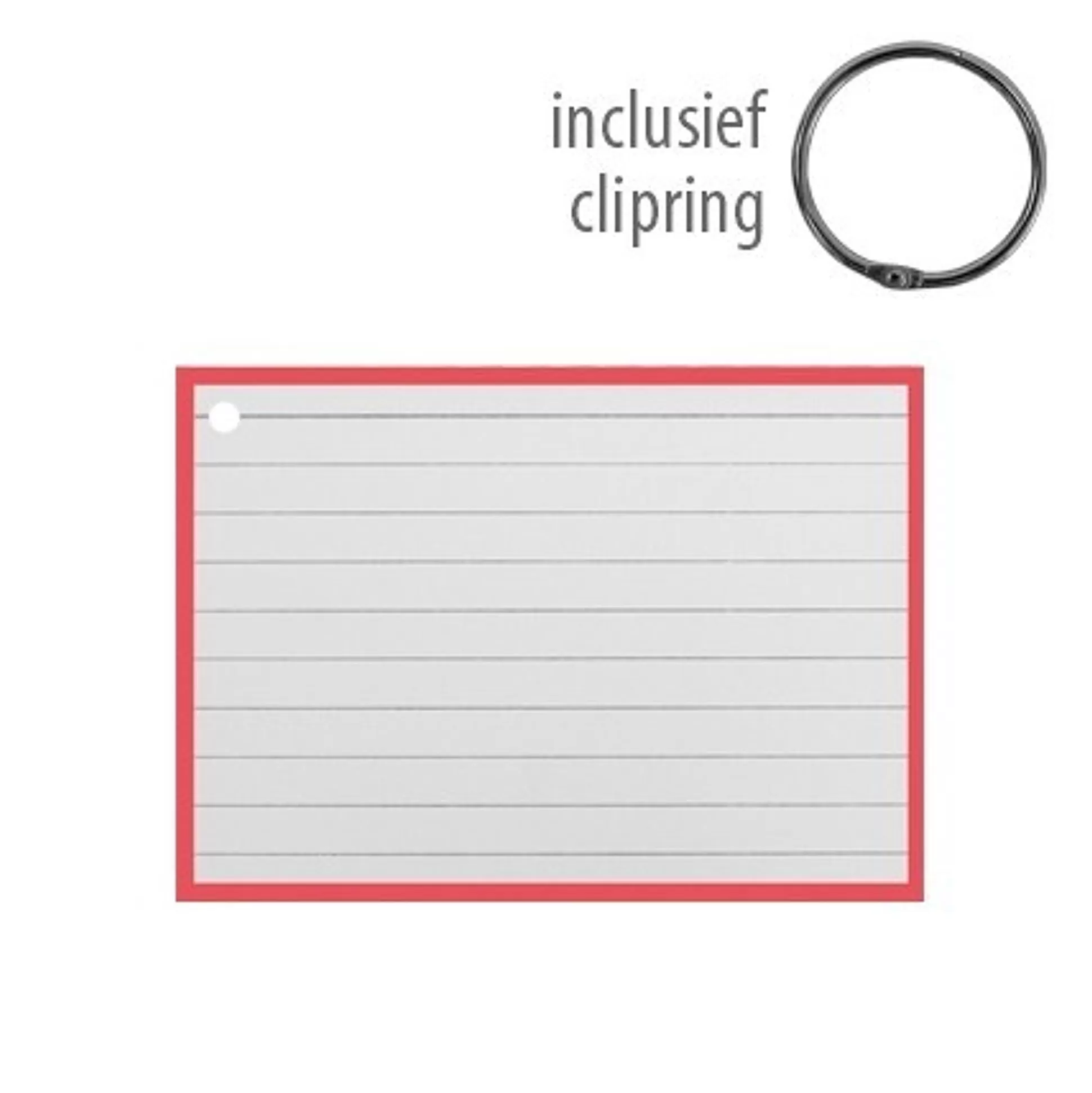 * Klasseren-Flashcards A7 Rood 50 Stuks Inclusief 1 Clipring