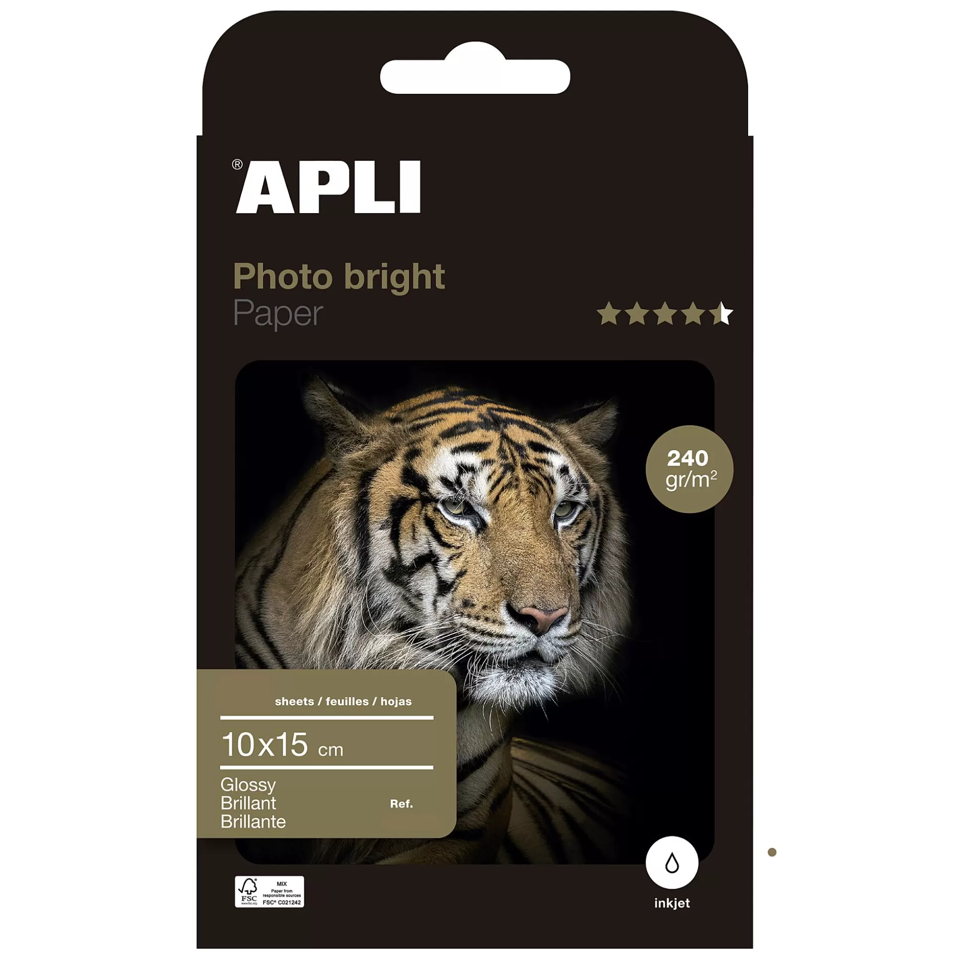 APLI Printpapier-Fotopapier 10X15Cm 240G/M I Glossy 150 Vellen