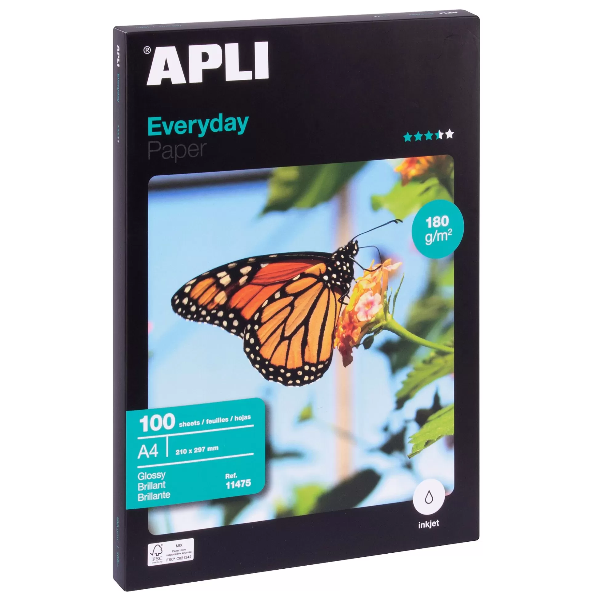 APLI Printpapier-Fotopapier A4 180G/M I Glossy 100 Vellen