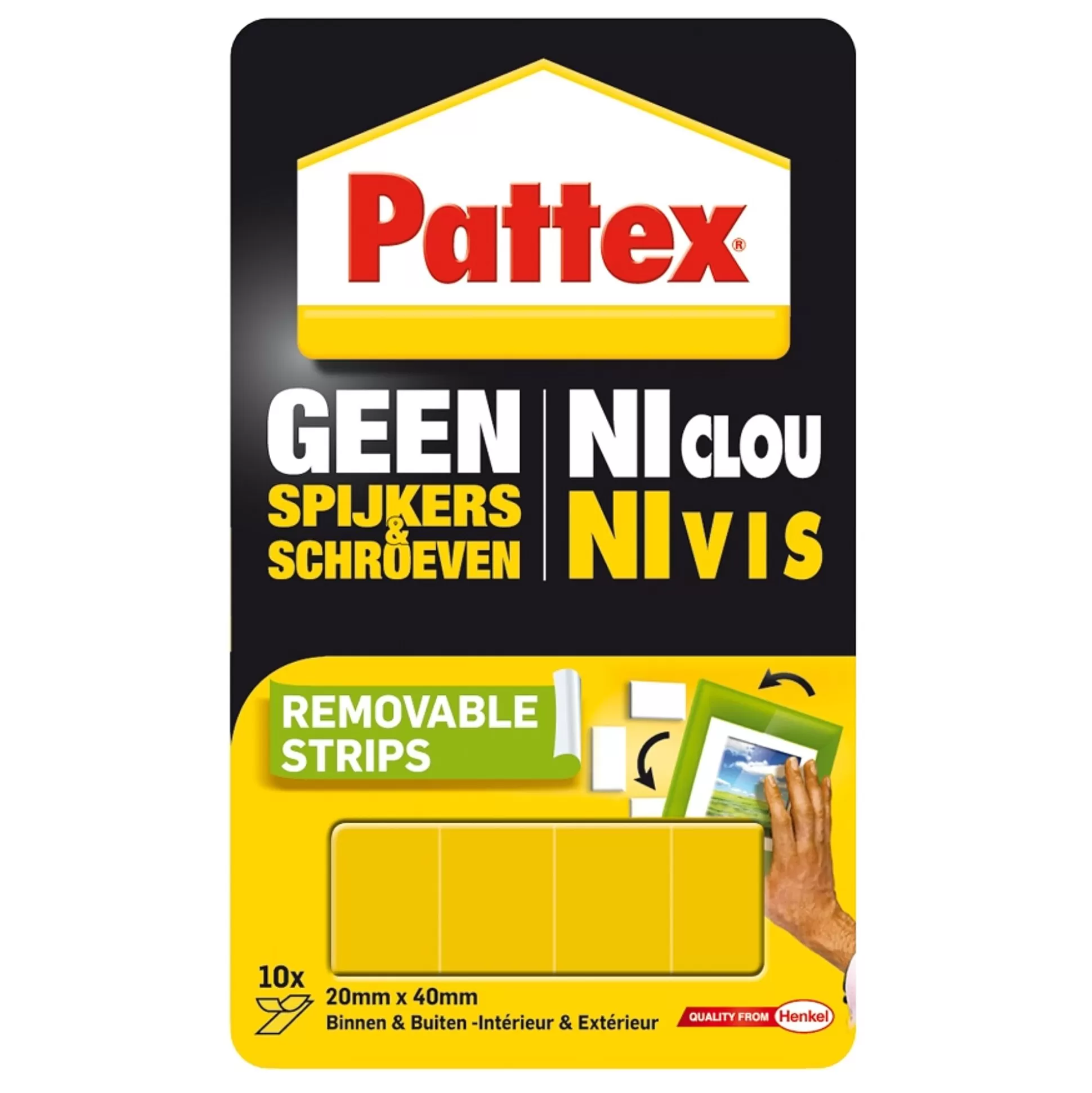 PATTEX Klein Bureaumateriaal-Geen Spijkers En Schroeven Montagestrips Verwijderbaar 2X4Cm 10 Stuks