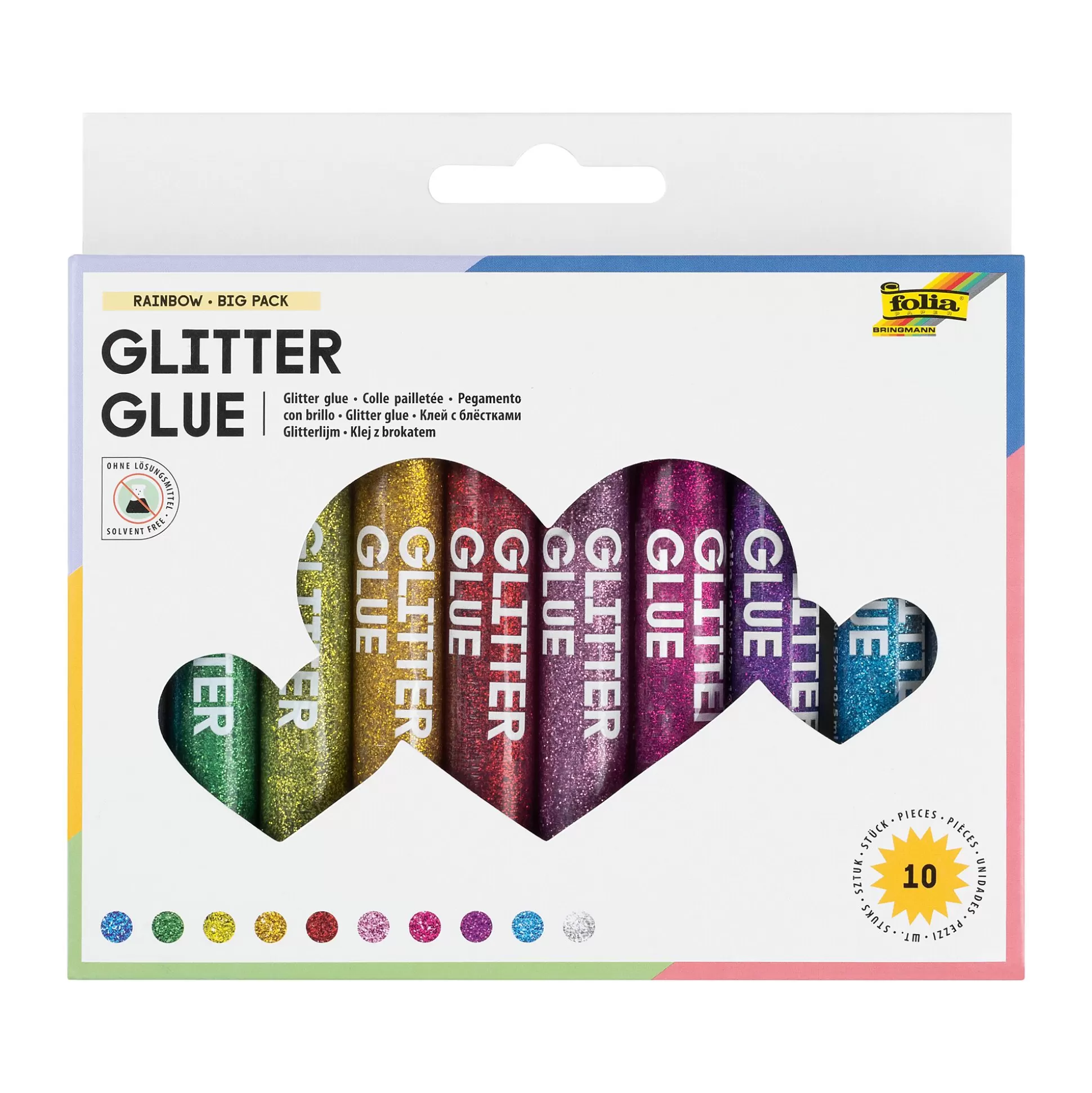 FOLIA Lijmen-Glitterlijm 10 Basiskleuren