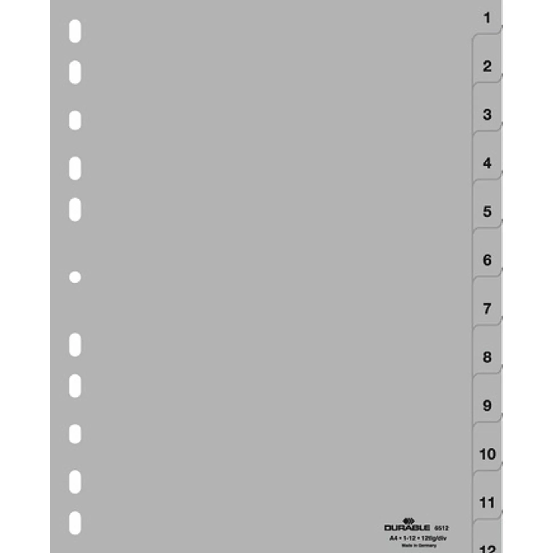 DURABLE Klasseren-Index 1-12 Pp A4 Grijs