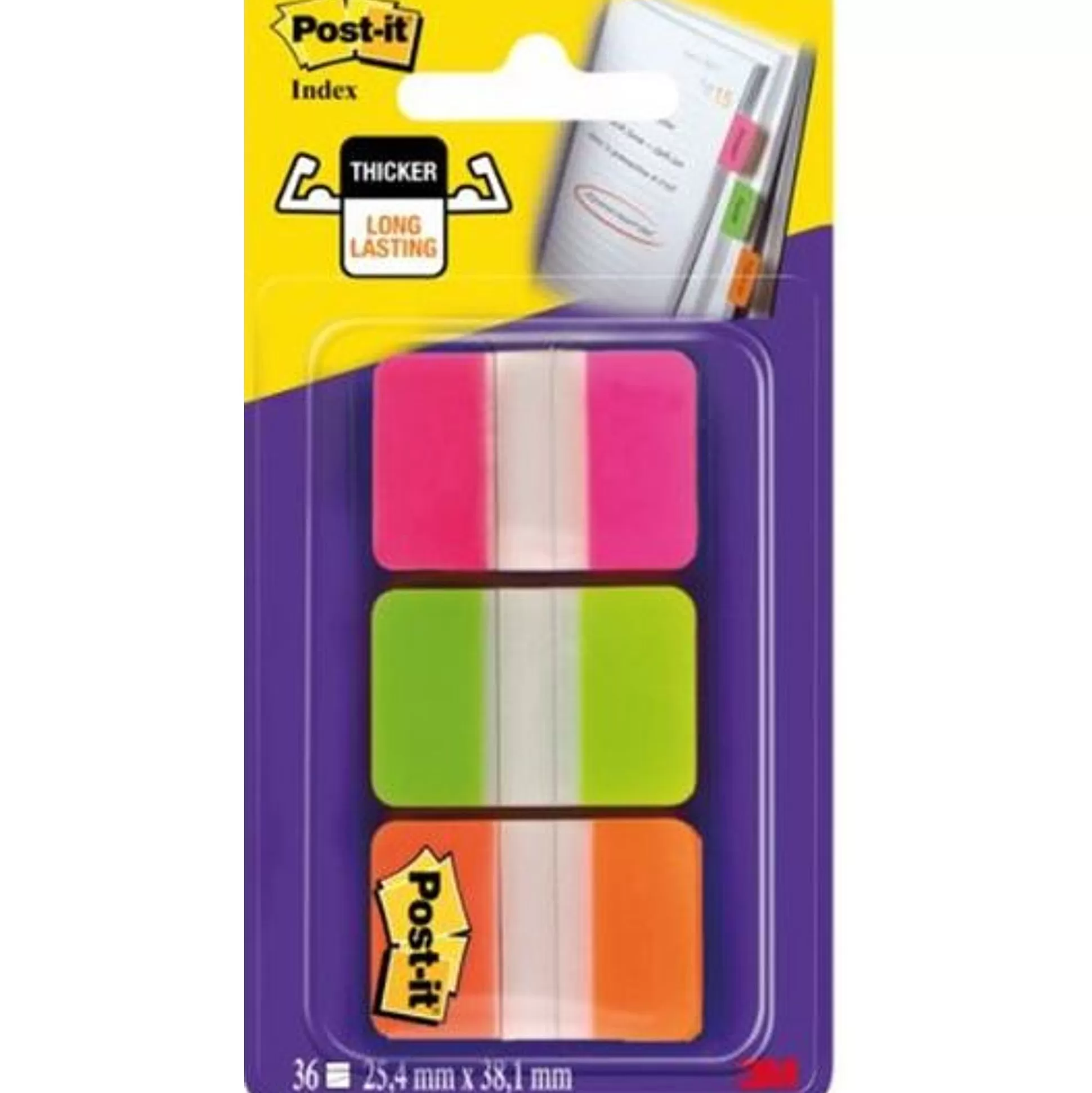 POST-IT Klasseren-Index Strong 25X38Mm Roze/Groen/Oranje 12 Tabs/Kleur/Dispenser