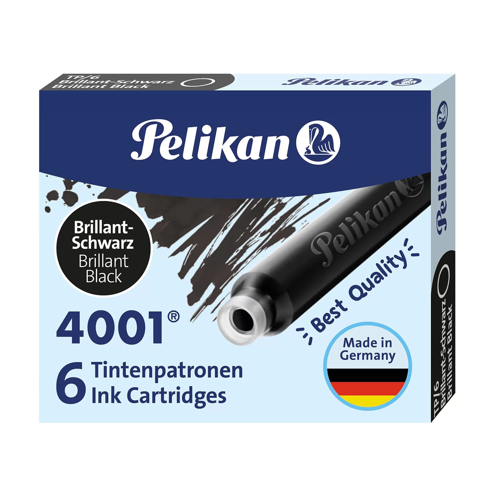 PELIKAN Pennen & Vullingen-Inktpatroon Briljant Zwart 4001 6 Stuks