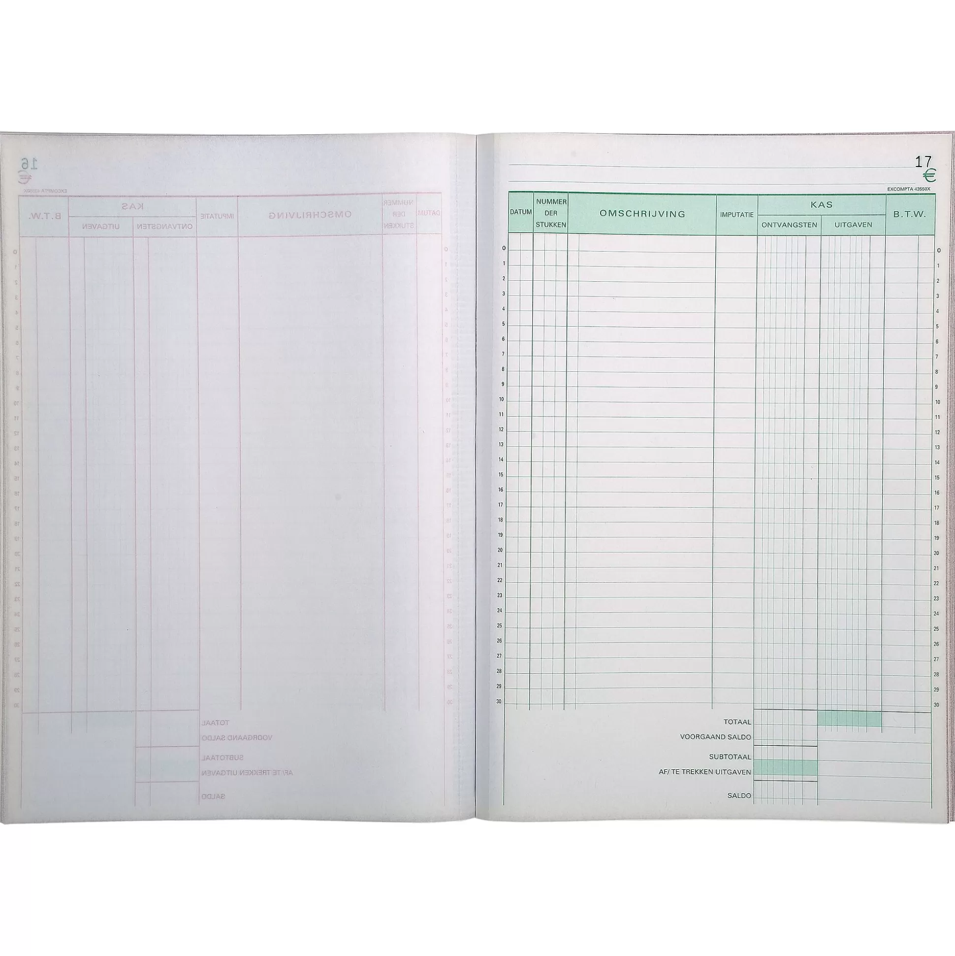 EXACOMPTA Speciaal Papier & Schrijfboeken-Kasboek Nl A4 50 Bladen Zelfkopi Rend Papier Dupli Ref.43550X