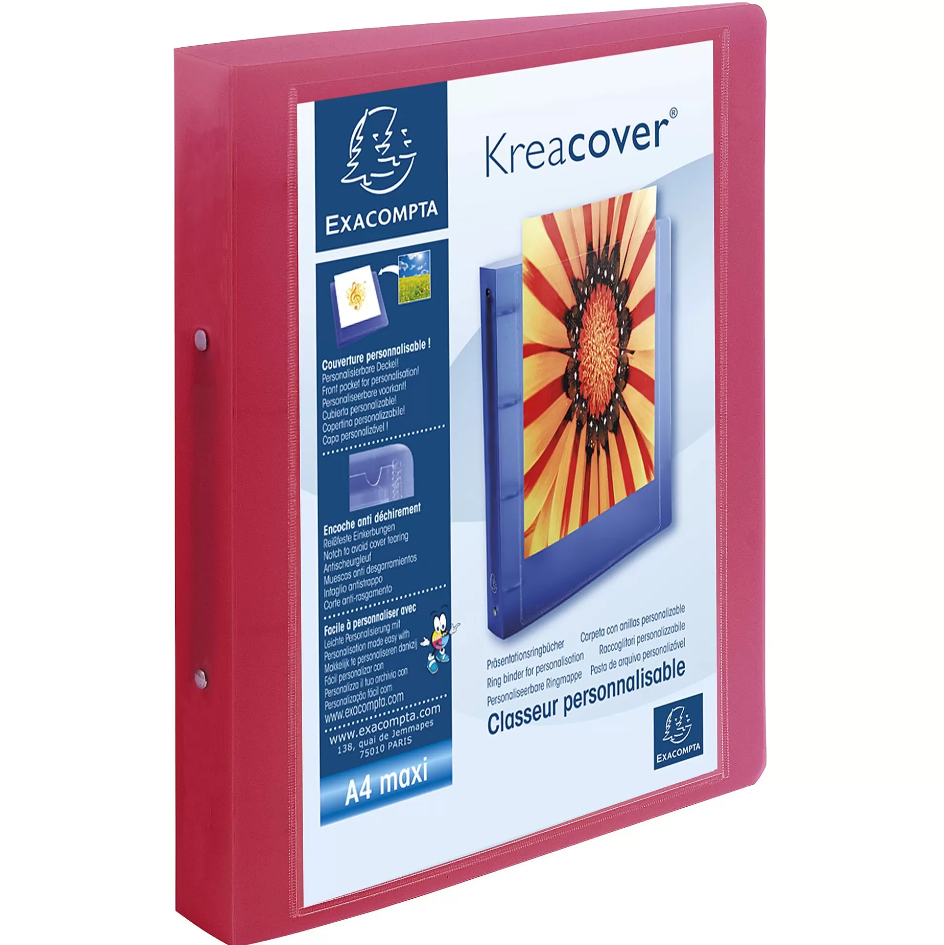 EXACOMPTA Mappen & Hoezen-Kreacover Ringmap Pp A4 Rug 4Cm 2 Ringen 1 Van 4 Kleuren