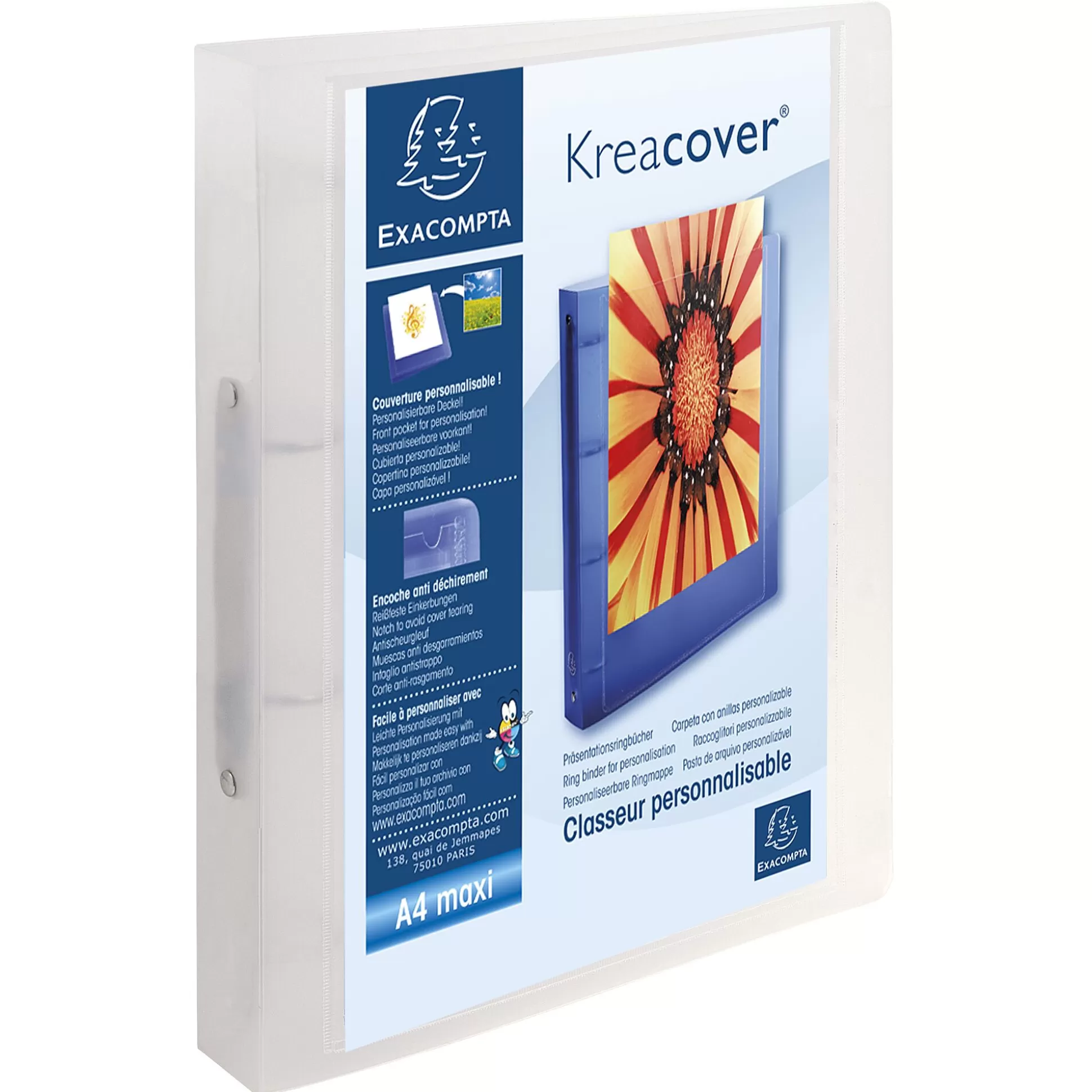 EXACOMPTA Mappen & Hoezen-Kreacover Ringmap Pp A4 Rug 4Cm 2 Ringen 1 Van 4 Kleuren