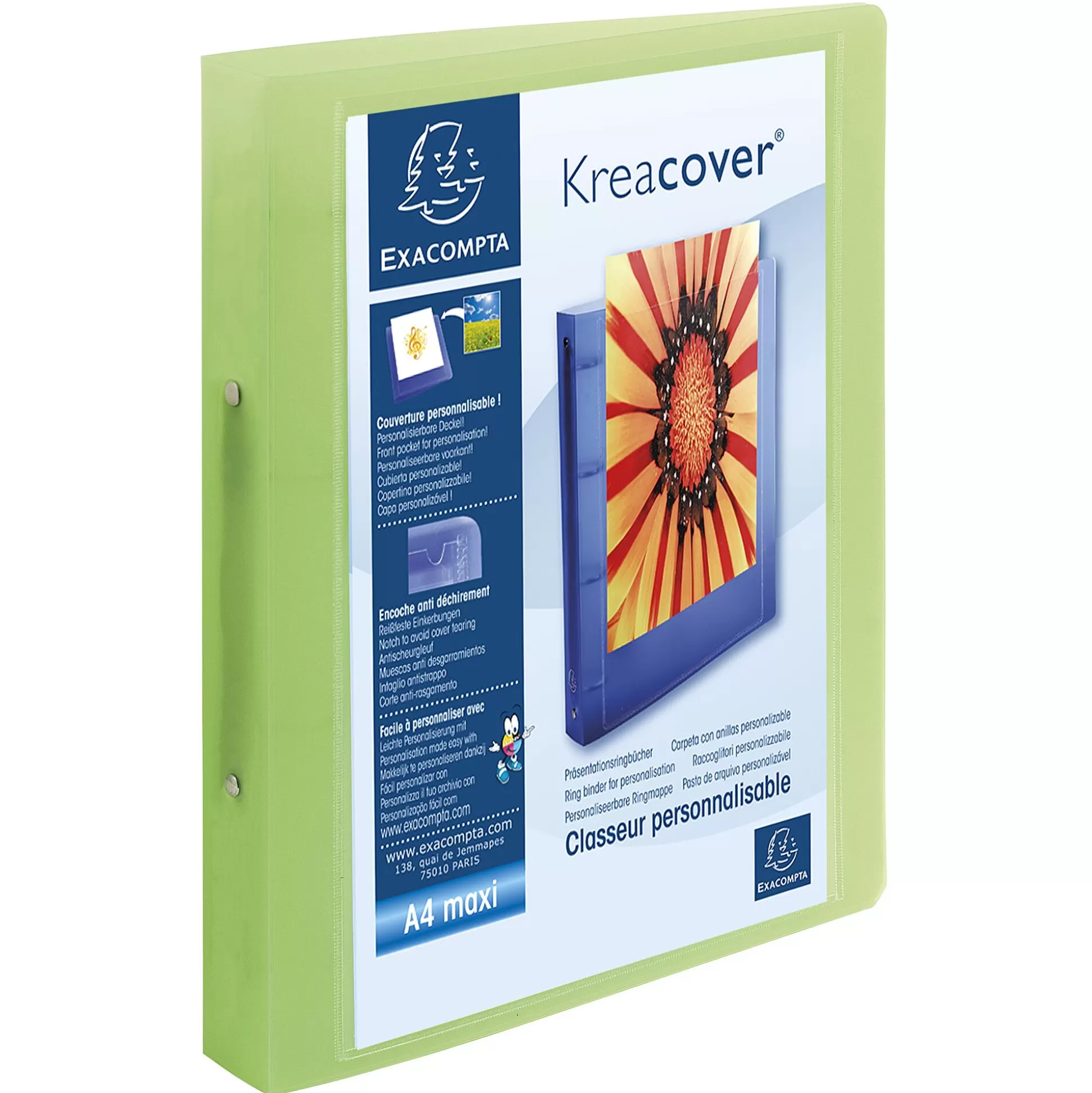 EXACOMPTA Mappen & Hoezen-Kreacover Ringmap Pp A4 Rug 4Cm 2 Ringen 1 Van 4 Kleuren