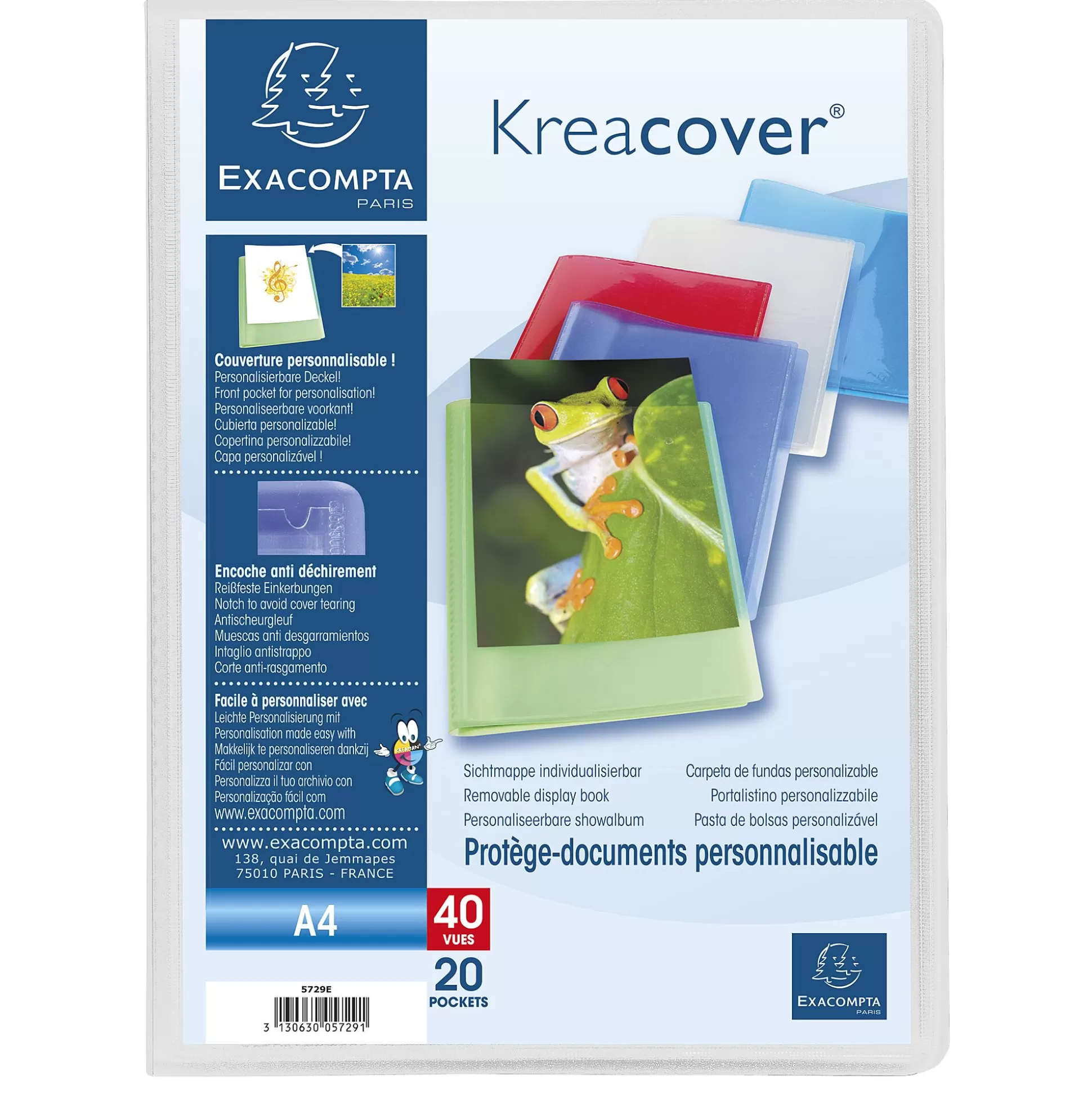 EXACOMPTA Klasseren-Kreacover Showalbum Pp A4 20 Tassen 40 Zichten 1 Van 5 Kleuren