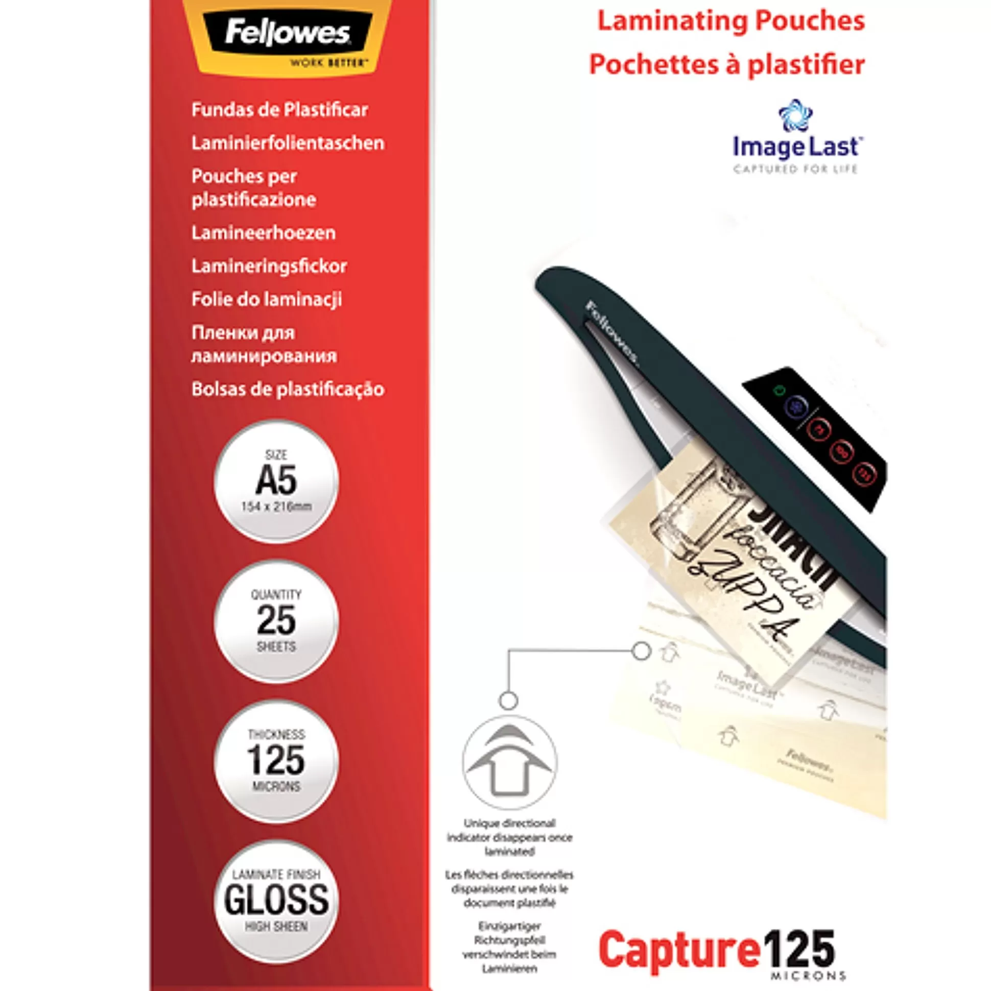 FELLOWES Lamineren-Lamineerhoezen A5 125 A5 Glanzend 25 Stuks