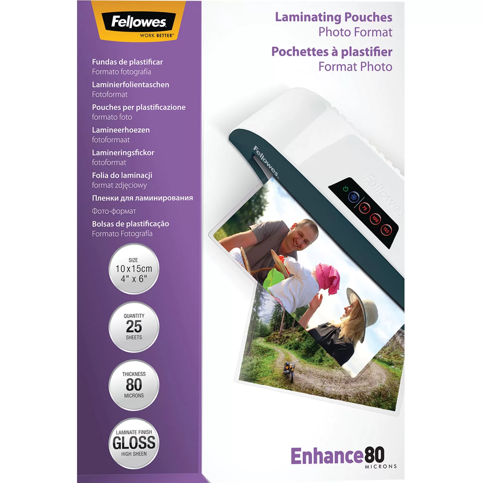 FELLOWES Lamineren-Lamineerhoezen Fotoformaat 159 X 108 Mm 80 Glanzend 25 Stuks