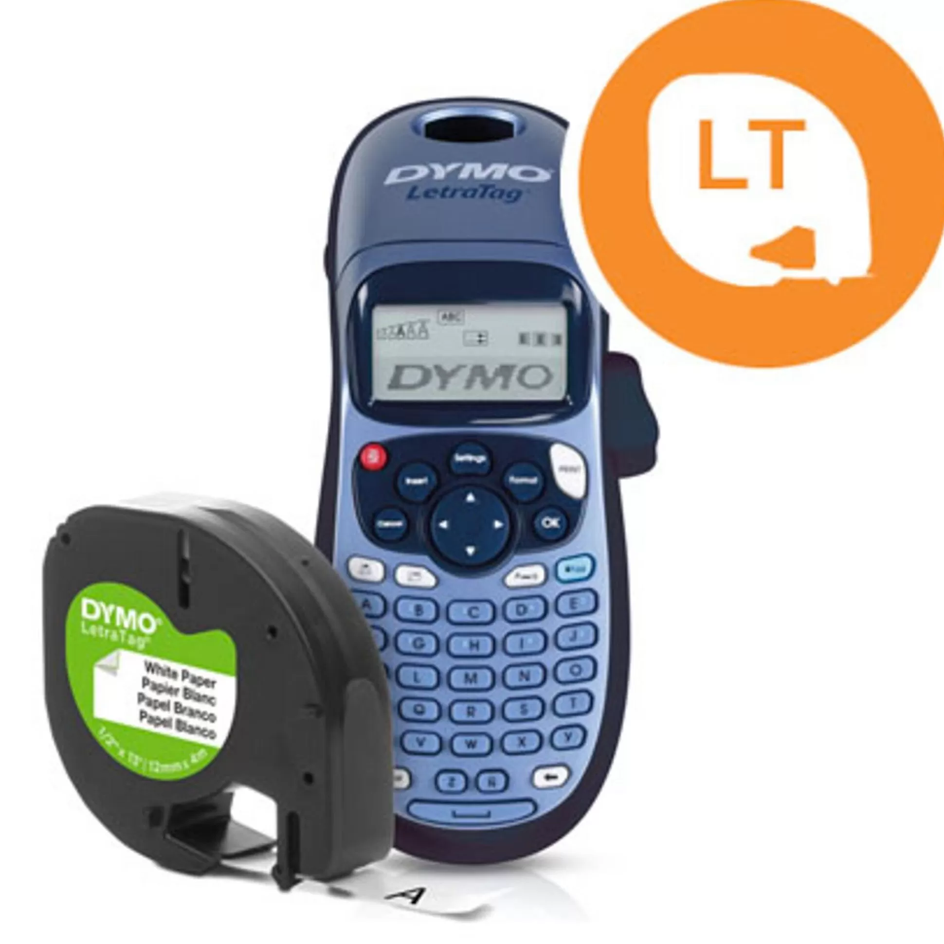 DYMO Labelen & Stempelen-Letratag Lt-100H Labelprinter + Tape Lt Wit Papier 12Mm X 4M