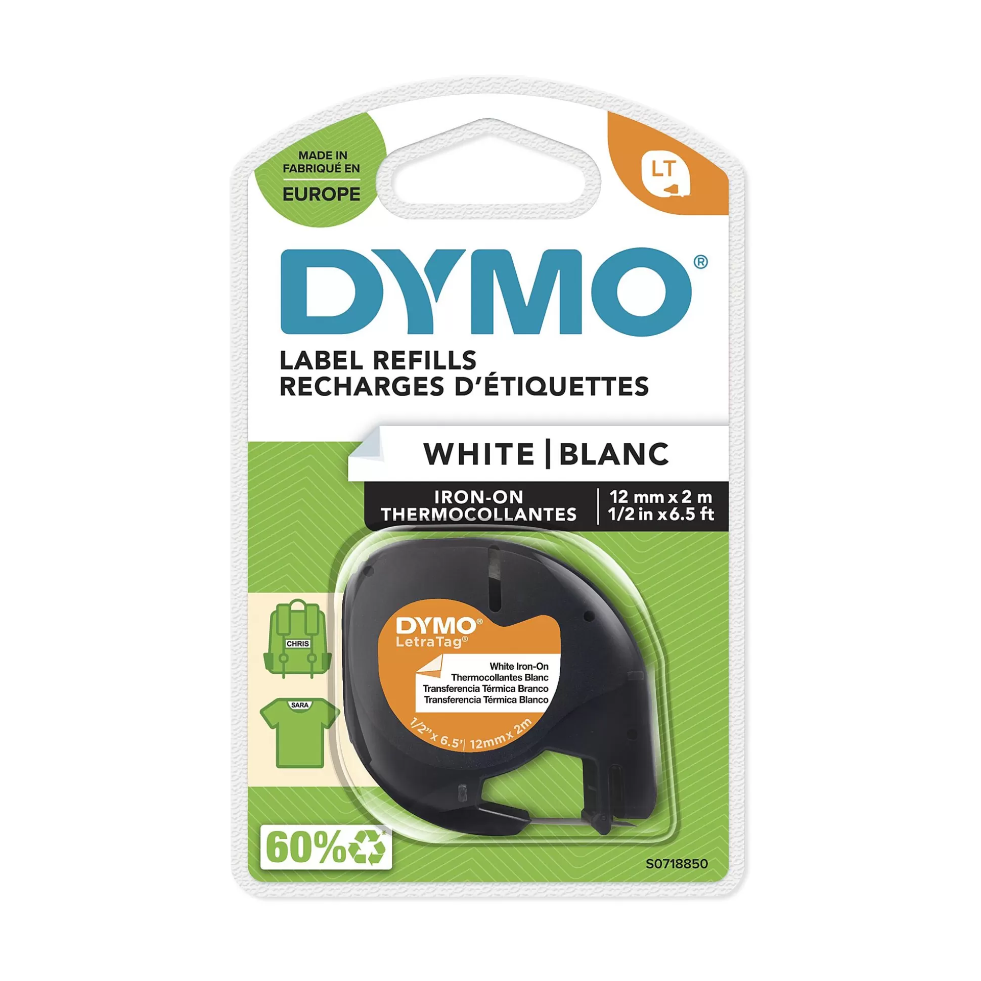 DYMO Labelen & Stempelen-Lt Opstrijktape Wit 12Mm X 2M 18769