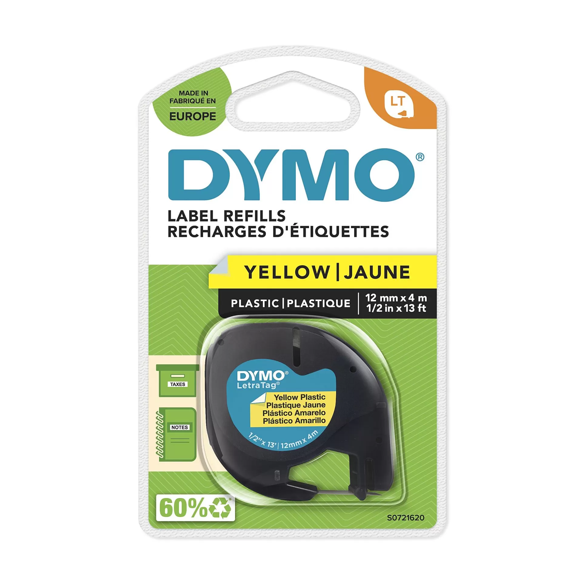 DYMO Labelen & Stempelen-Lt Tape Geel Plastic 12Mm X 4M 91202