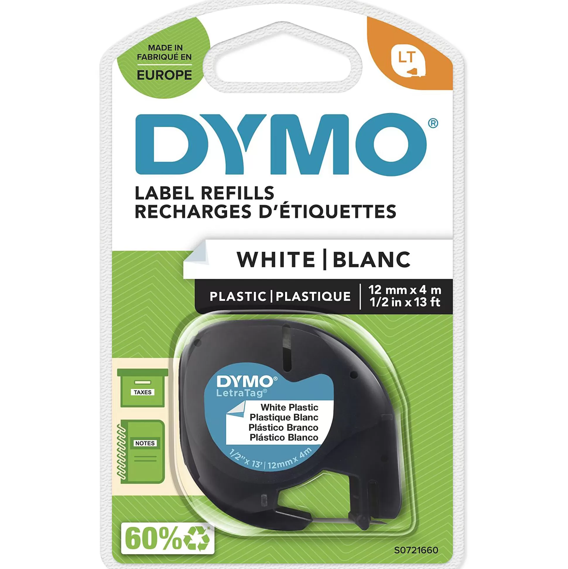 DYMO Labelen & Stempelen-Lt Tape Wit Nacre Plastic 12Mm X 4M 91201.