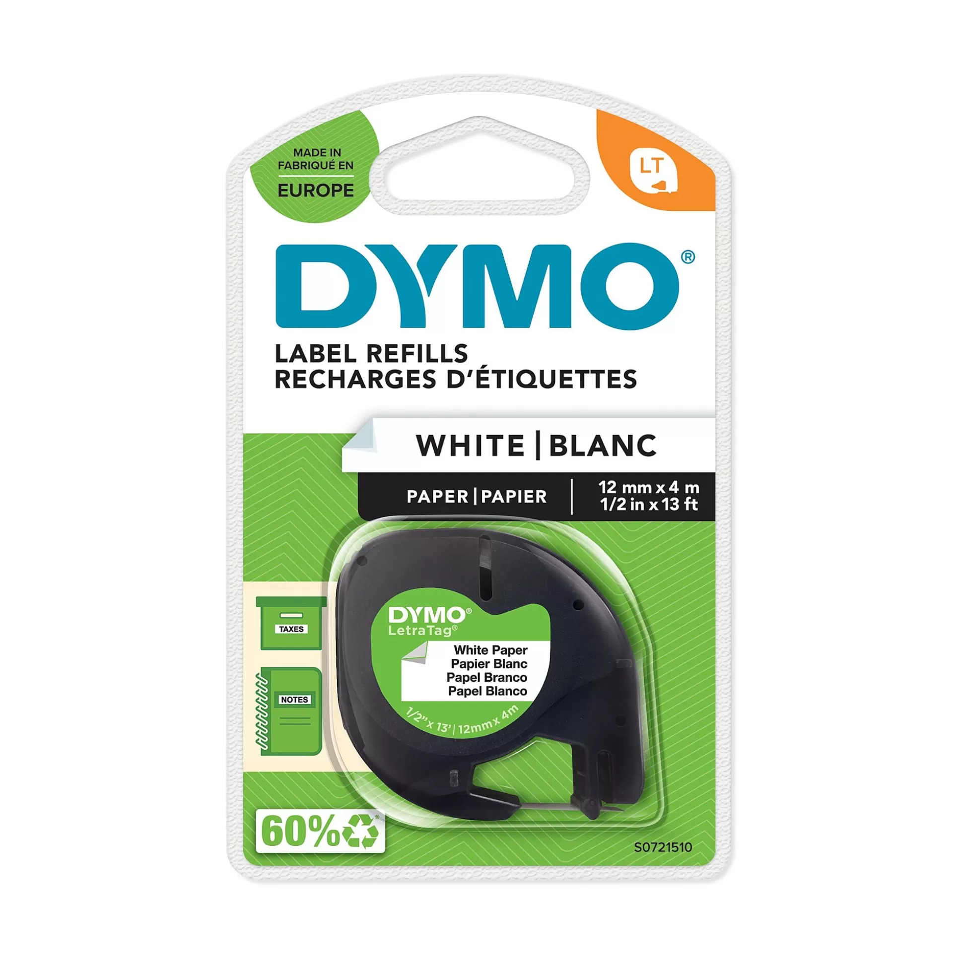 DYMO Labelen & Stempelen-Lt Tape Wit Papier 12Mm X 4M 91200