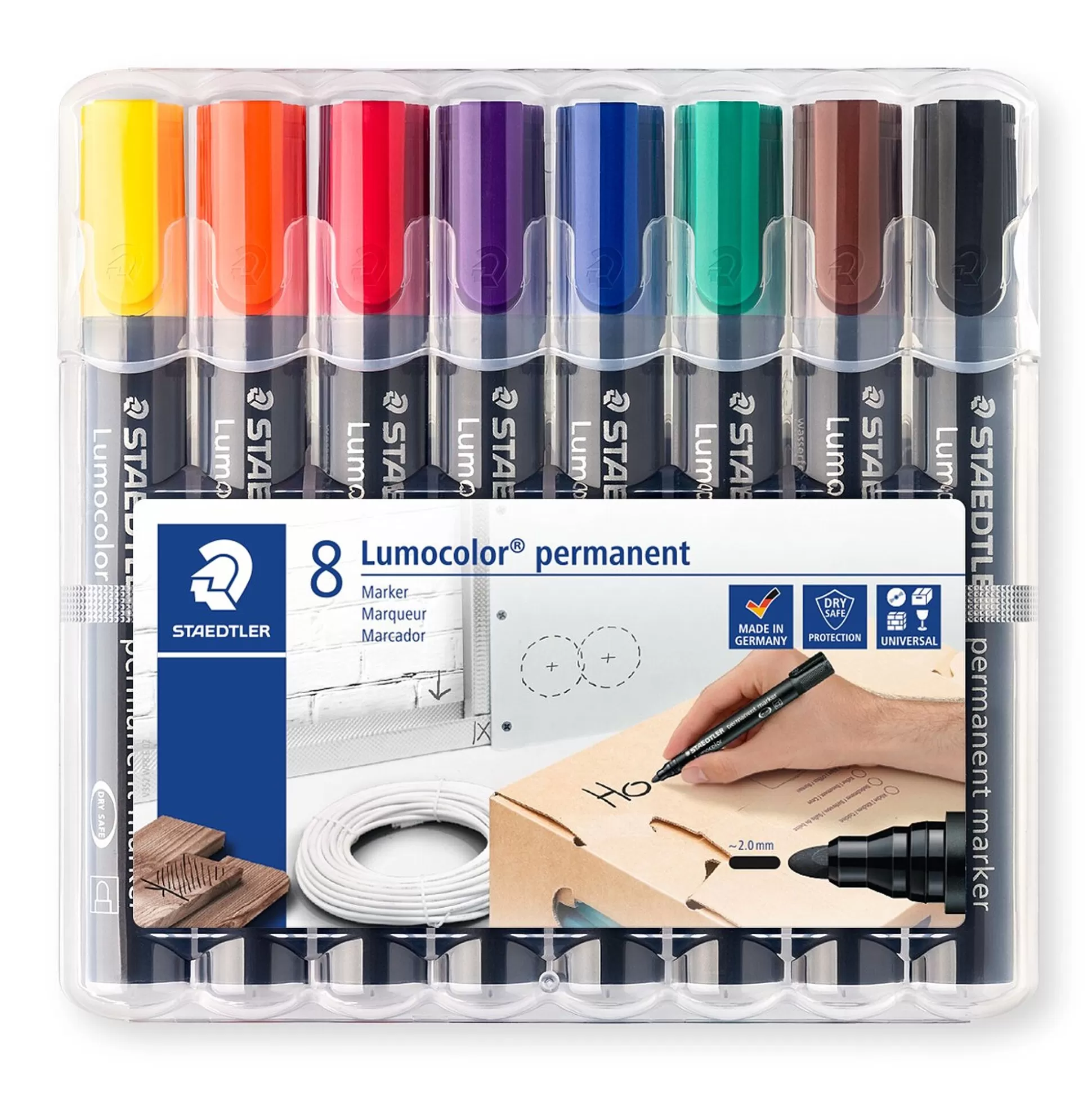 STAEDTLER Stiften-Lumocolor Permanent Marker Ronde Punt Assorti 8 Stuks