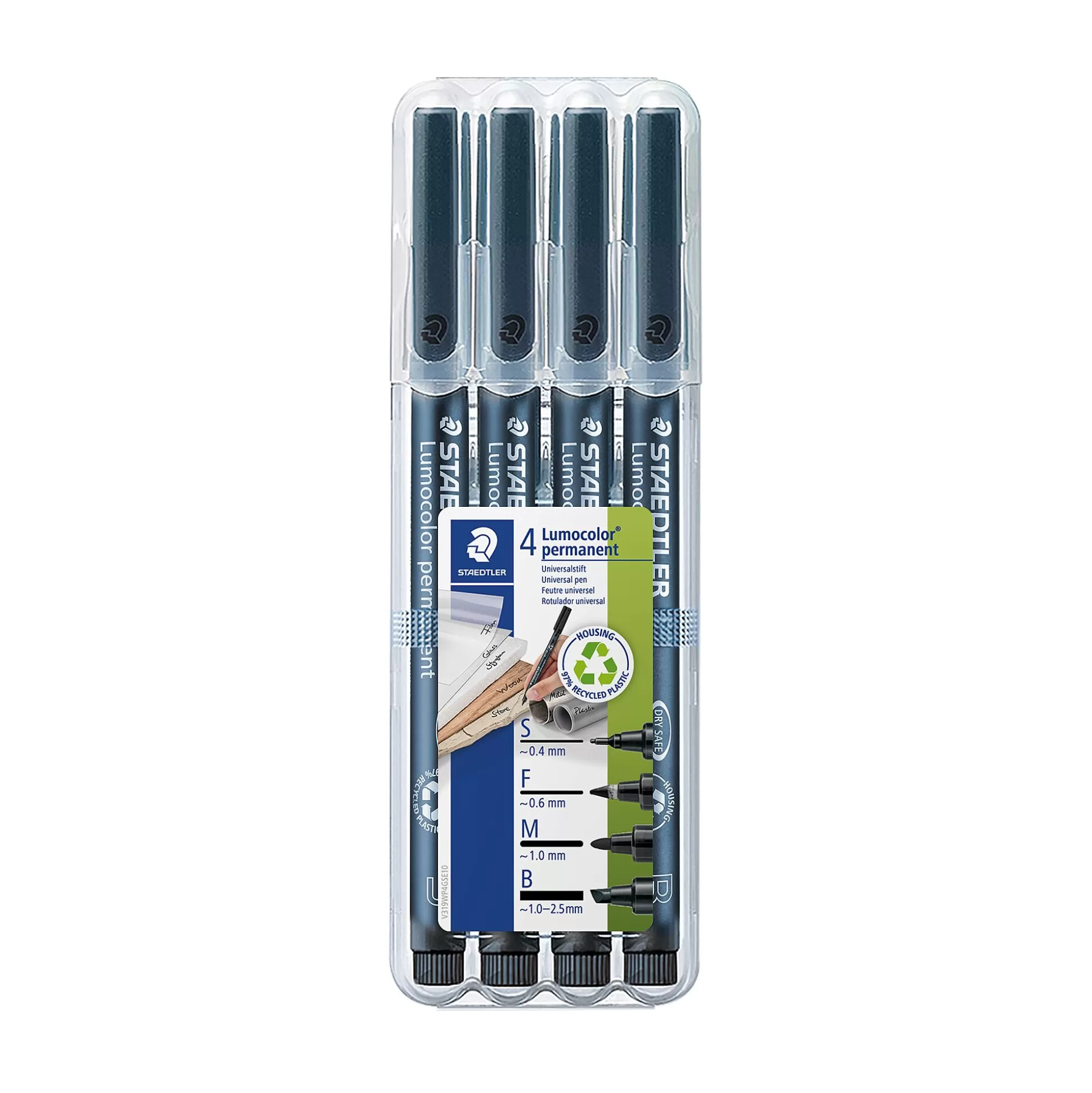 STAEDTLER Stiften-Lumocolor Set S-F-M-B Zwart Permanent