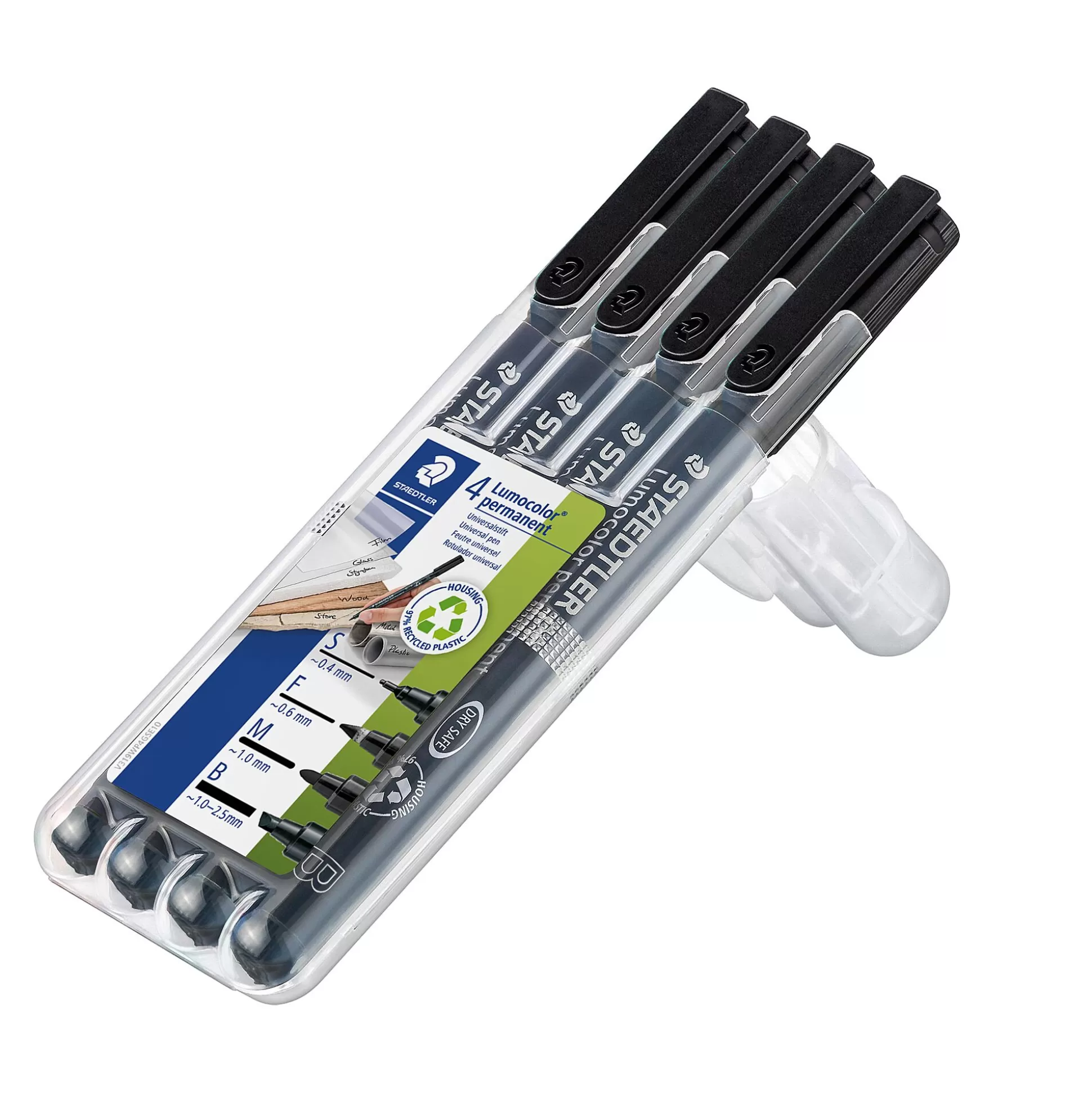 STAEDTLER Stiften-Lumocolor Set S-F-M-B Zwart Permanent
