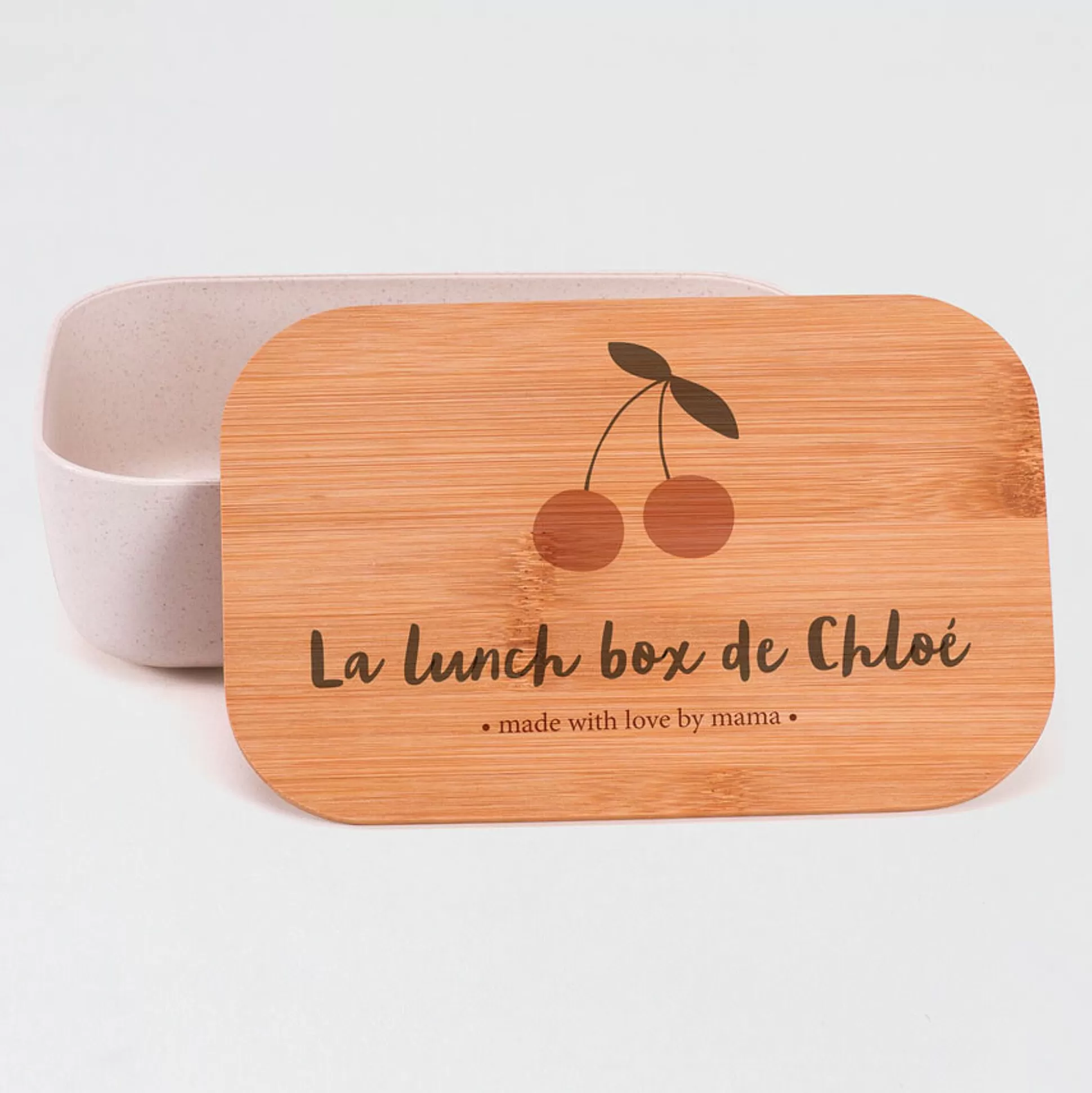 MIJN ONTWERP Brooddozen & Snackdoosjes-Lunch Box Bambou Personnalisable Cerise