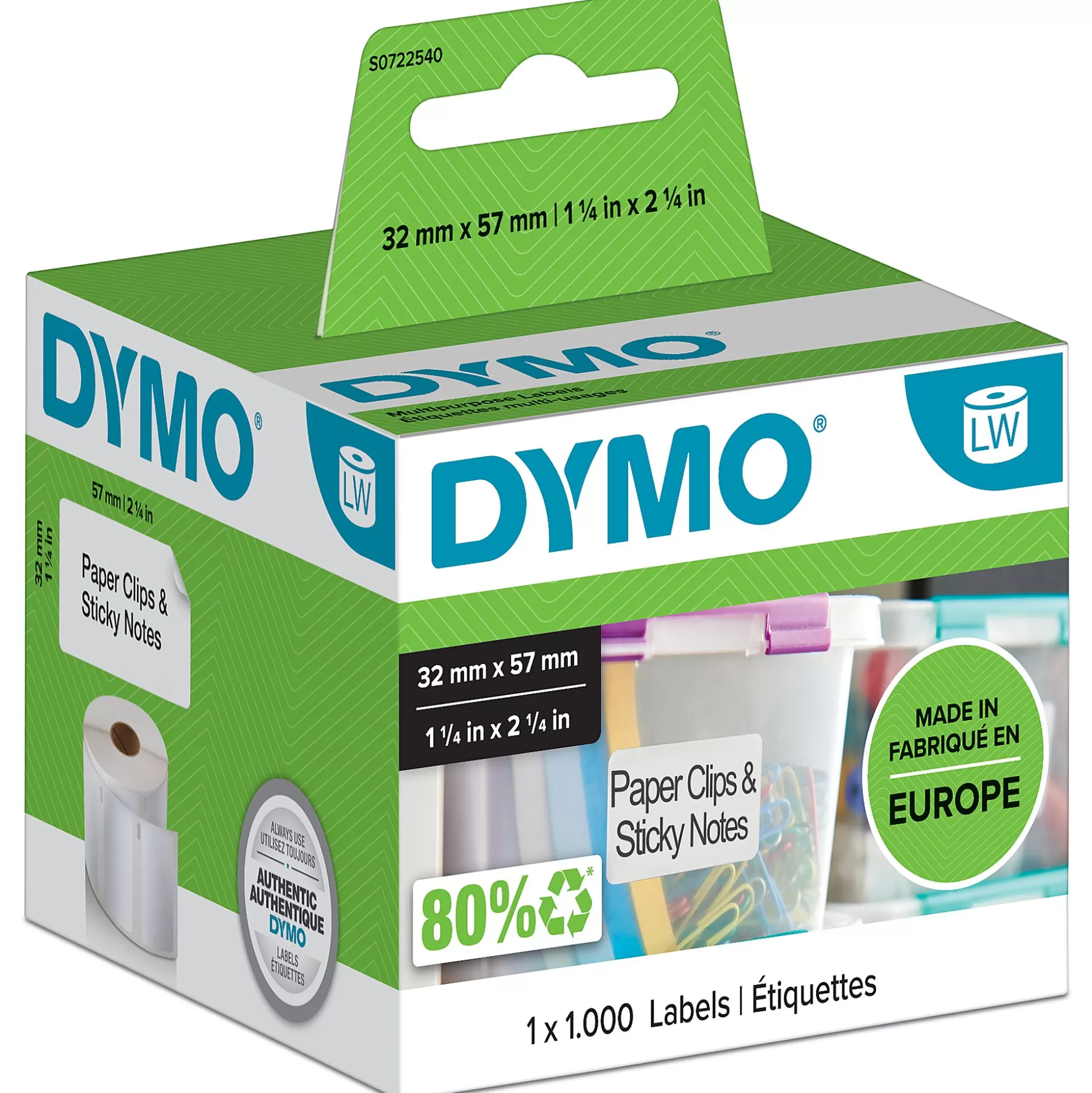 DYMO Labelen & Stempelen-Lw Multifunctionele Etiketten Niet-Permanent 57X32Mm 1000 Stuks 11354