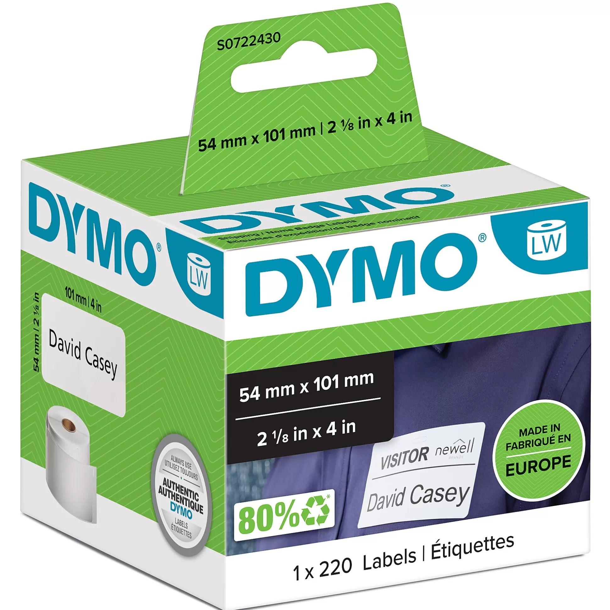 DYMO Labelen & Stempelen-Lw Naambadge-Etiketten Permanent 101X54Mm 220 Stuks 99014