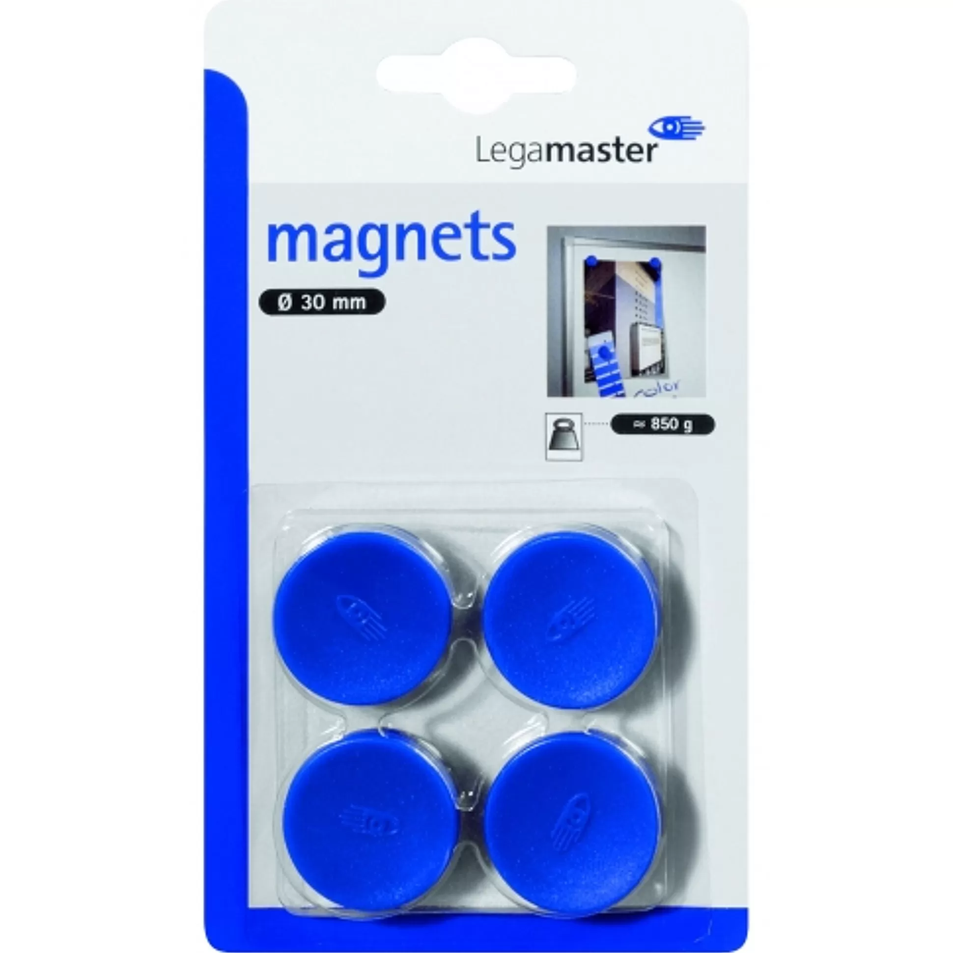 LEGAMASTER Klein Presentatiemateriaal-Magneet Blauw 3Cm 4 Stuks