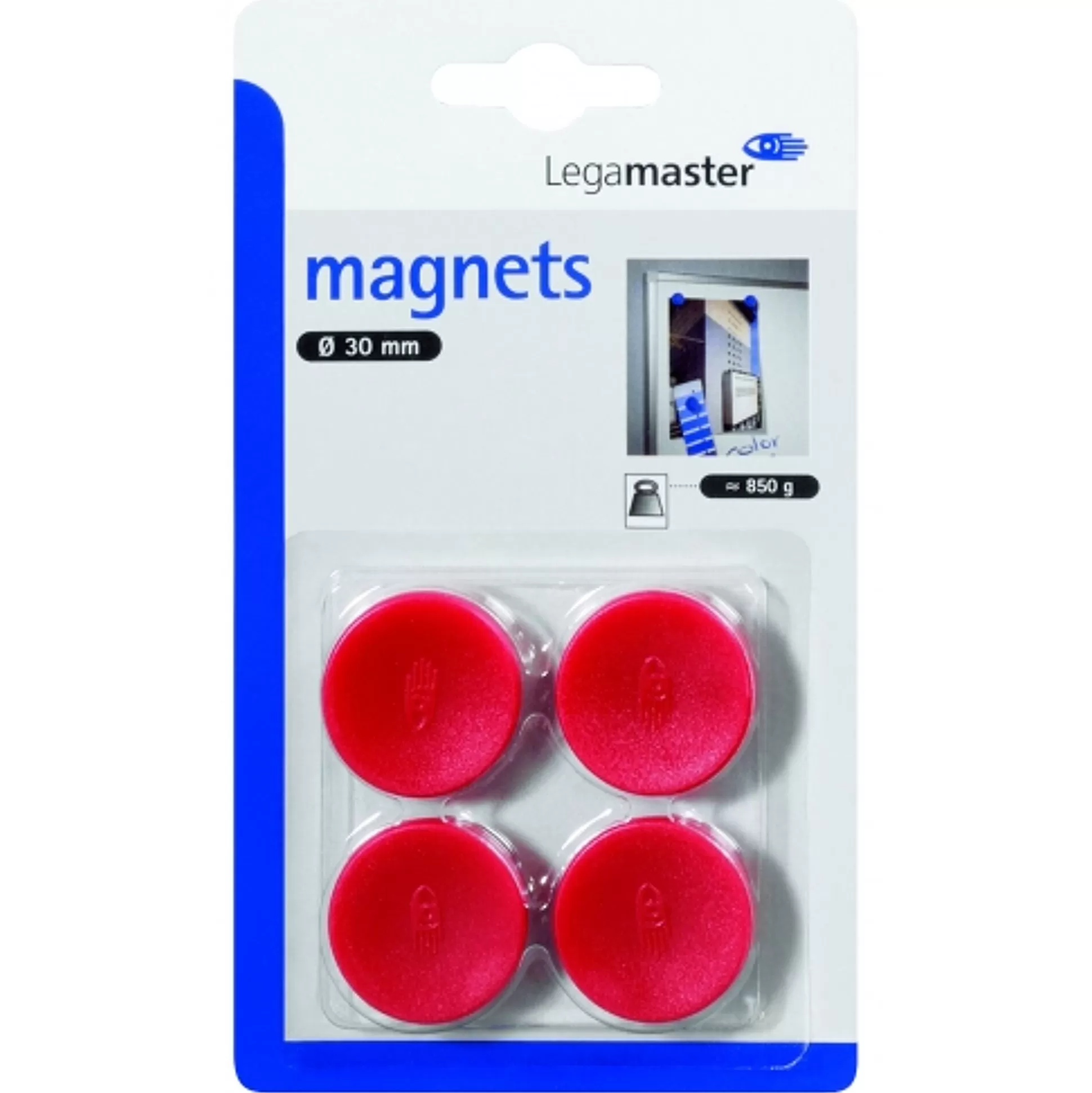 LEGAMASTER Klein Presentatiemateriaal-Magneet Rood 3Cm 4 Stuks