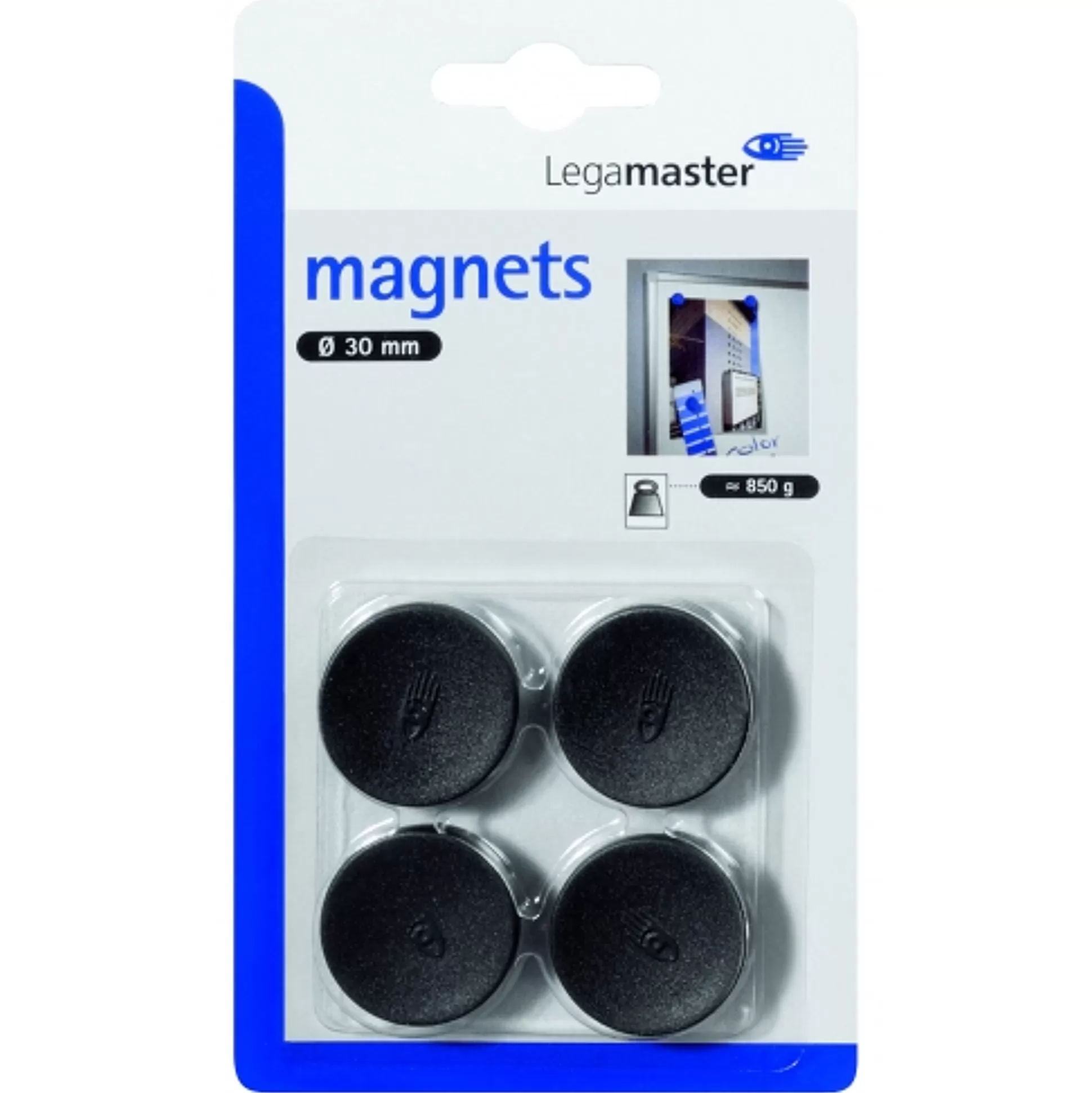 LEGAMASTER Klein Presentatiemateriaal-Magneet Zwart 3Cm 4 Stuks