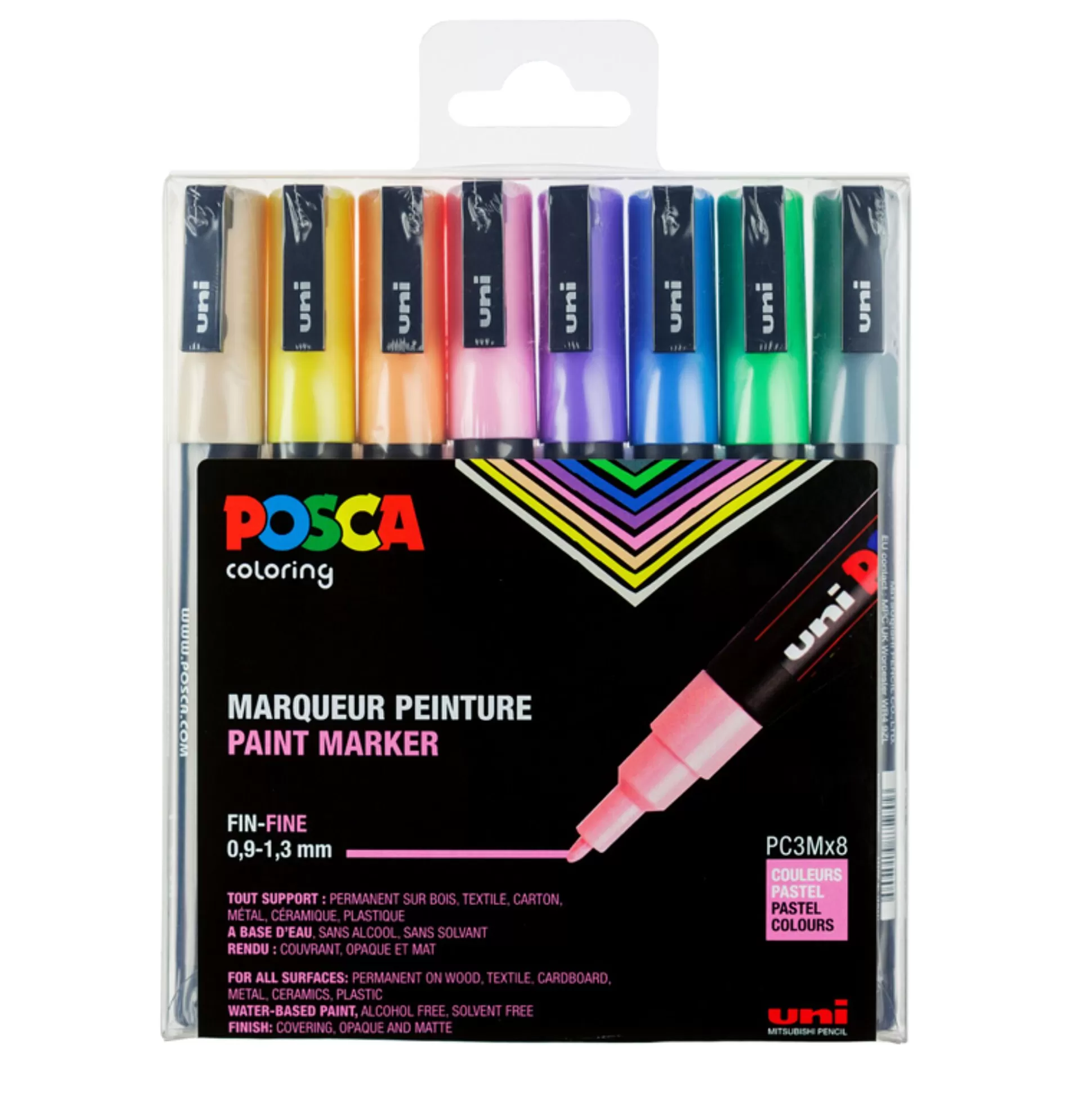 POSCA Stiften-Marker Pastelkleuren Fijn 0,9-1,3Mm 8 Stuks