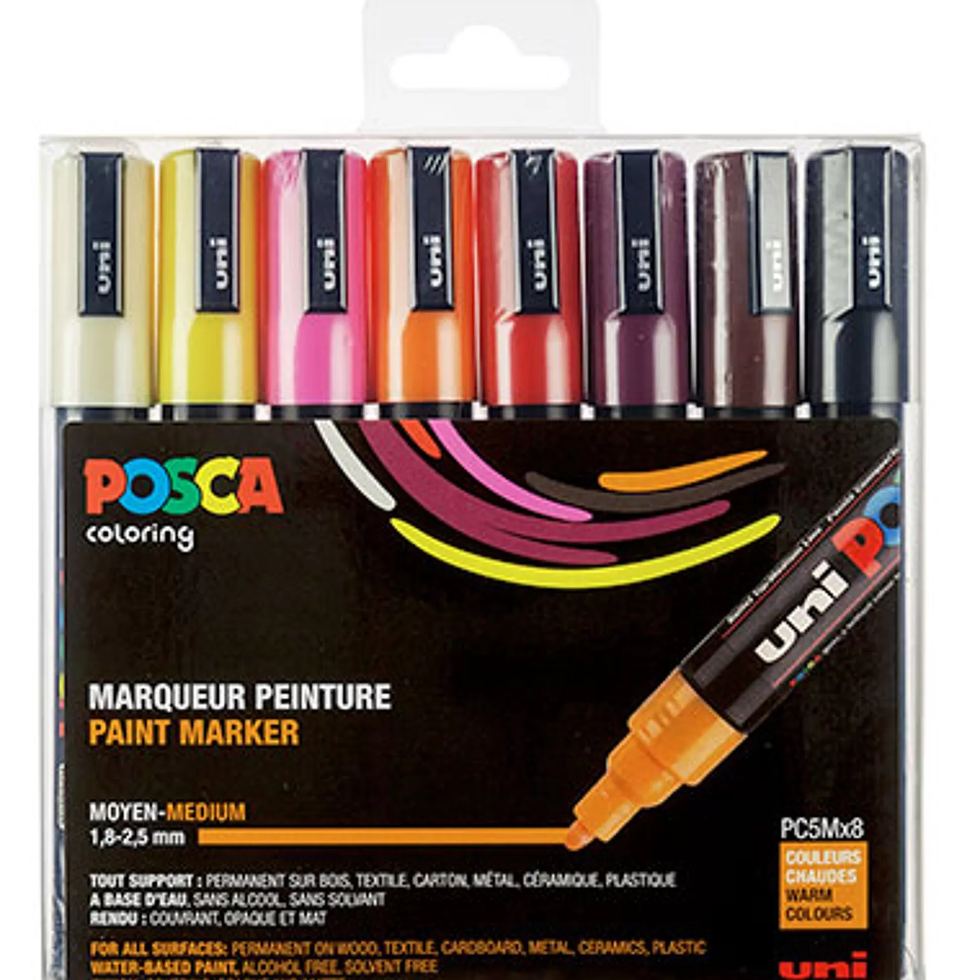 POSCA Stiften-Marker Warme Kleuren Medium 1,8-2,5Mm 8 Stuks