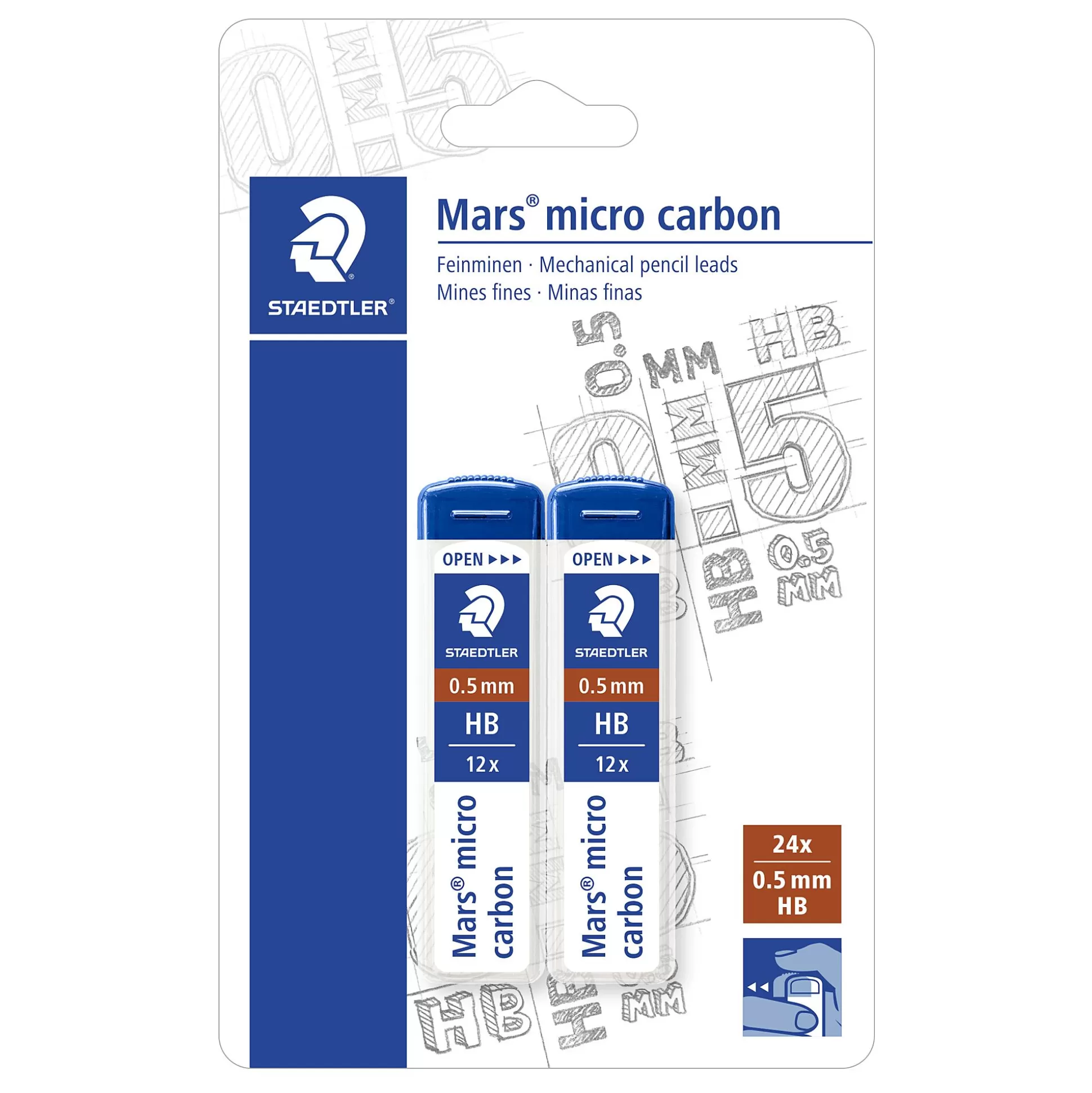 STAEDTLER Potloden & Gommen-Mars Micro Carbon Vulling Vulpotlood 0,5Mm Hb 2X12 Stuks