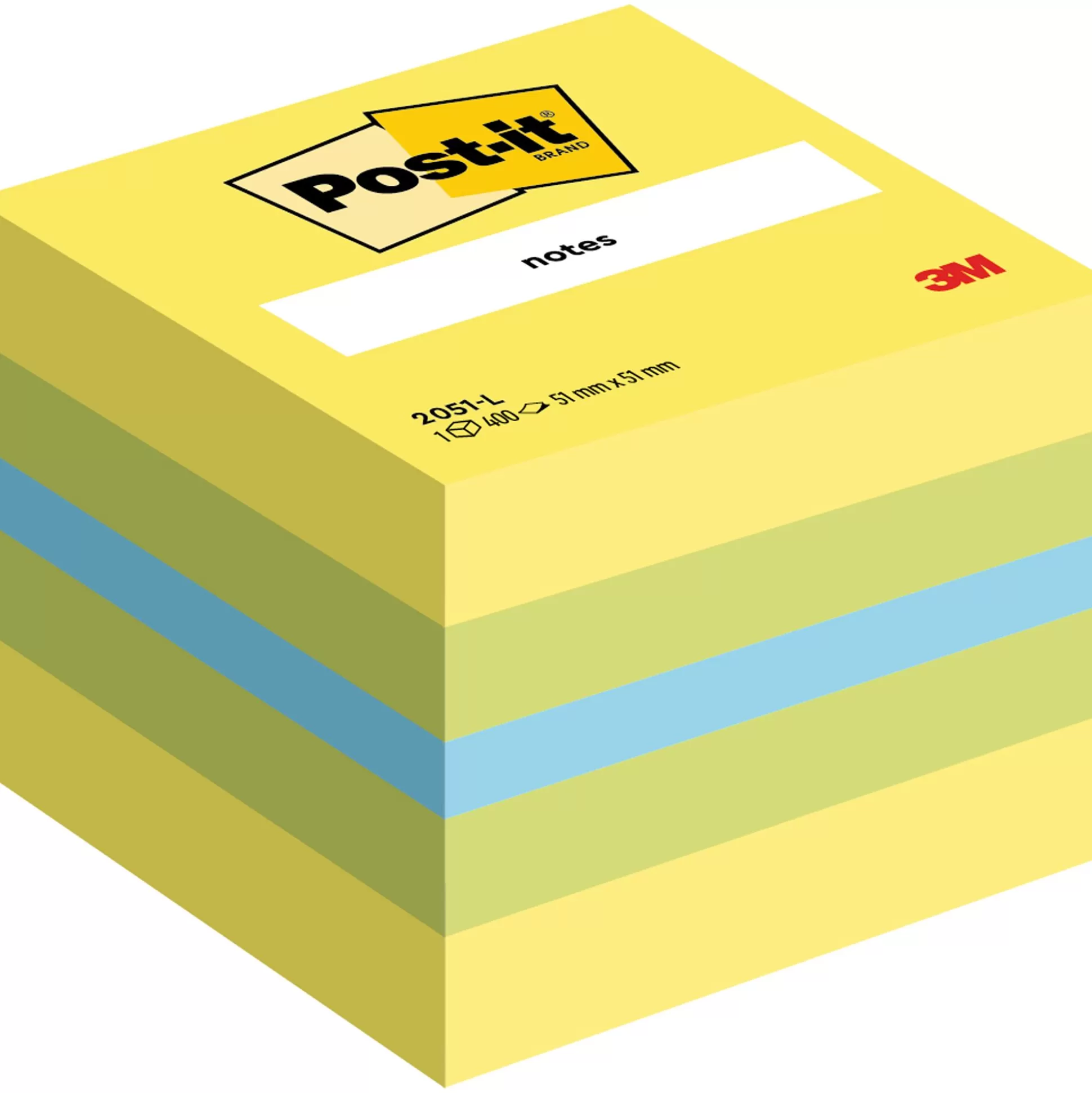 POST-IT Notitieblokken-Notes 51X51Mm Neon Geel/Groen/Blauw Kubus 400 Vellen