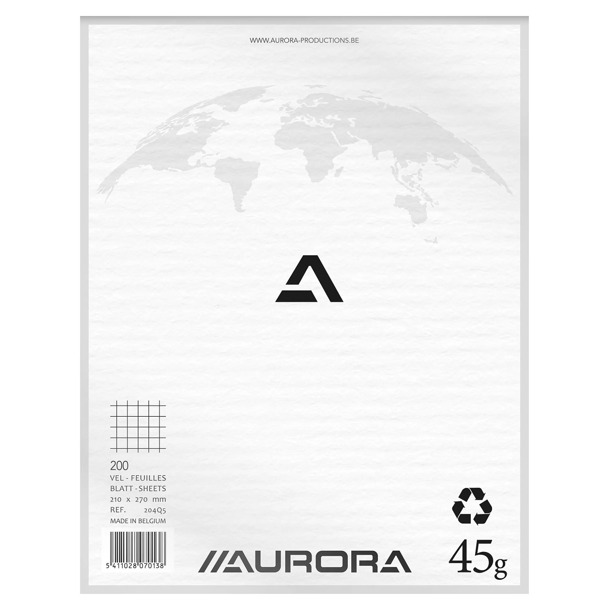 AURORA Notitieblokken-Office Kladblok 210X270Mm Geruit 45G/M Gerecycleerd 200 Vellen