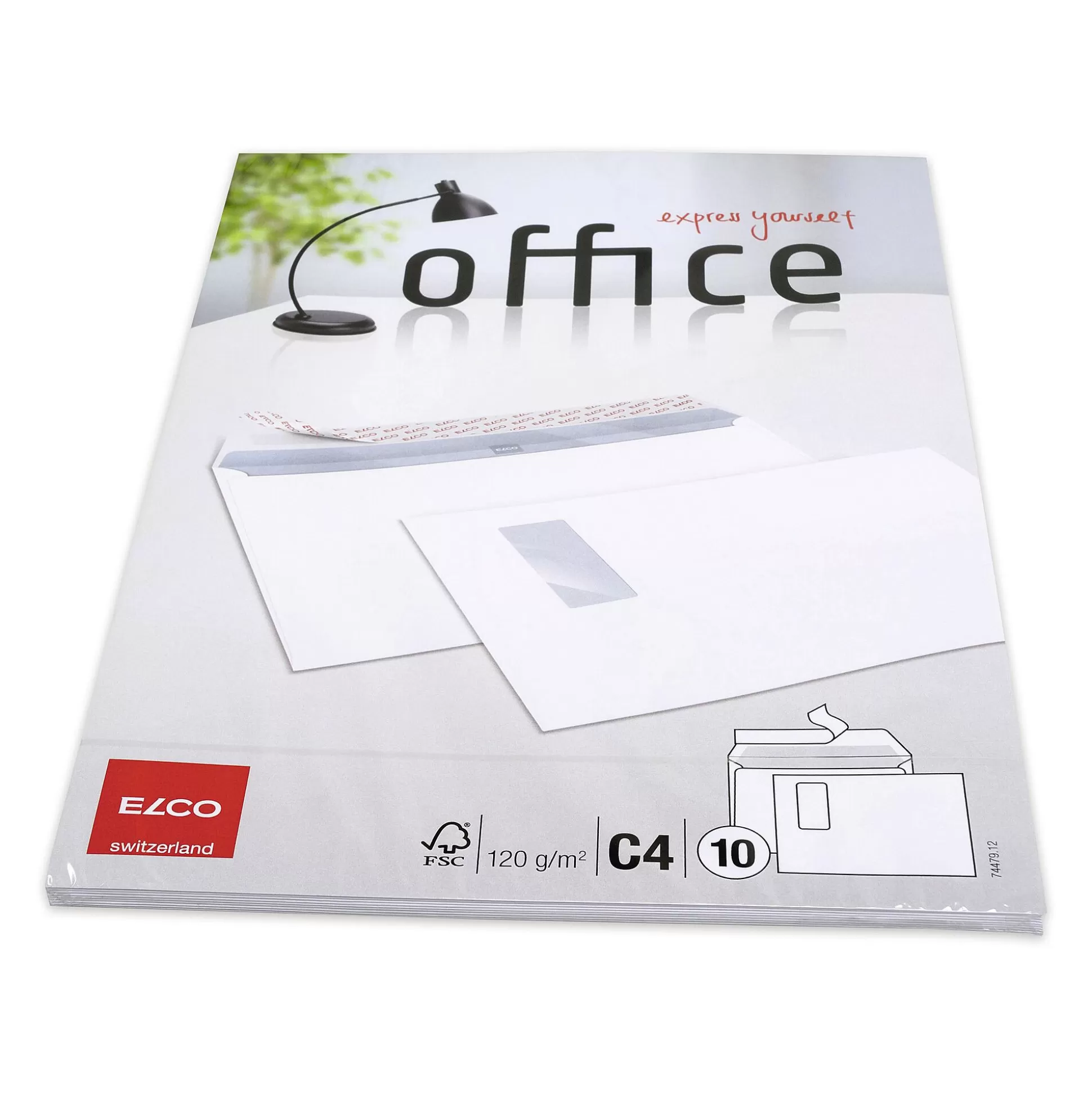 ELCO Enveloppen & Postzegels-Omslagen Office 324X229Mm Wit 120G/M C4 Zelfklevend Met Venster 10 Stuks