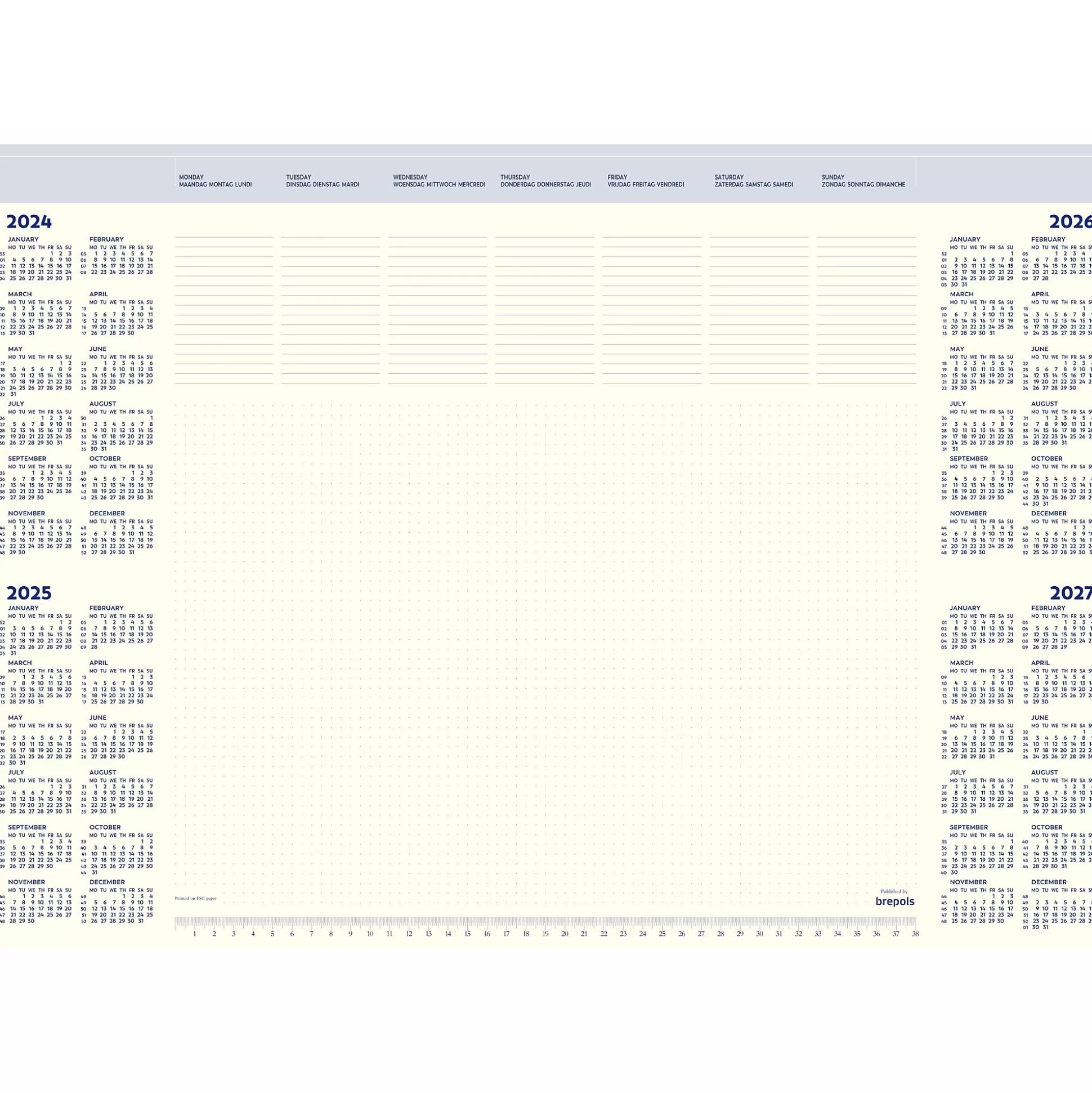 BREPOLS Agenda's-Onderlegger 41X59Cm 1 Week Per Pagina 4 Talen Office Mate