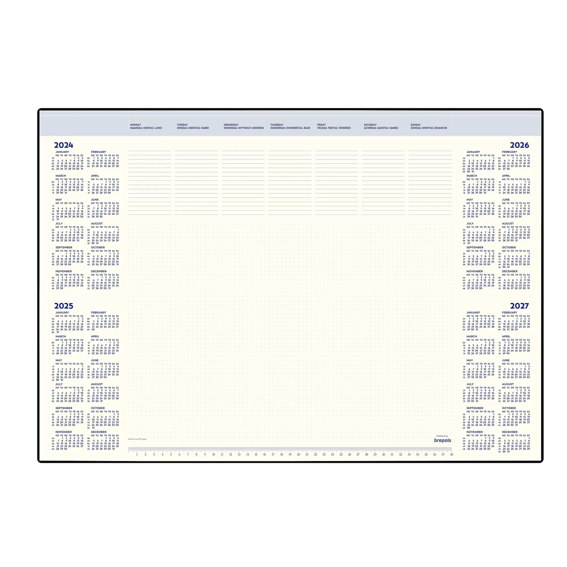 BREPOLS Agenda's-Onderlegger Met Houder 41X59Cm 1 Week Per Pagina 4 Talen Desk Mate
