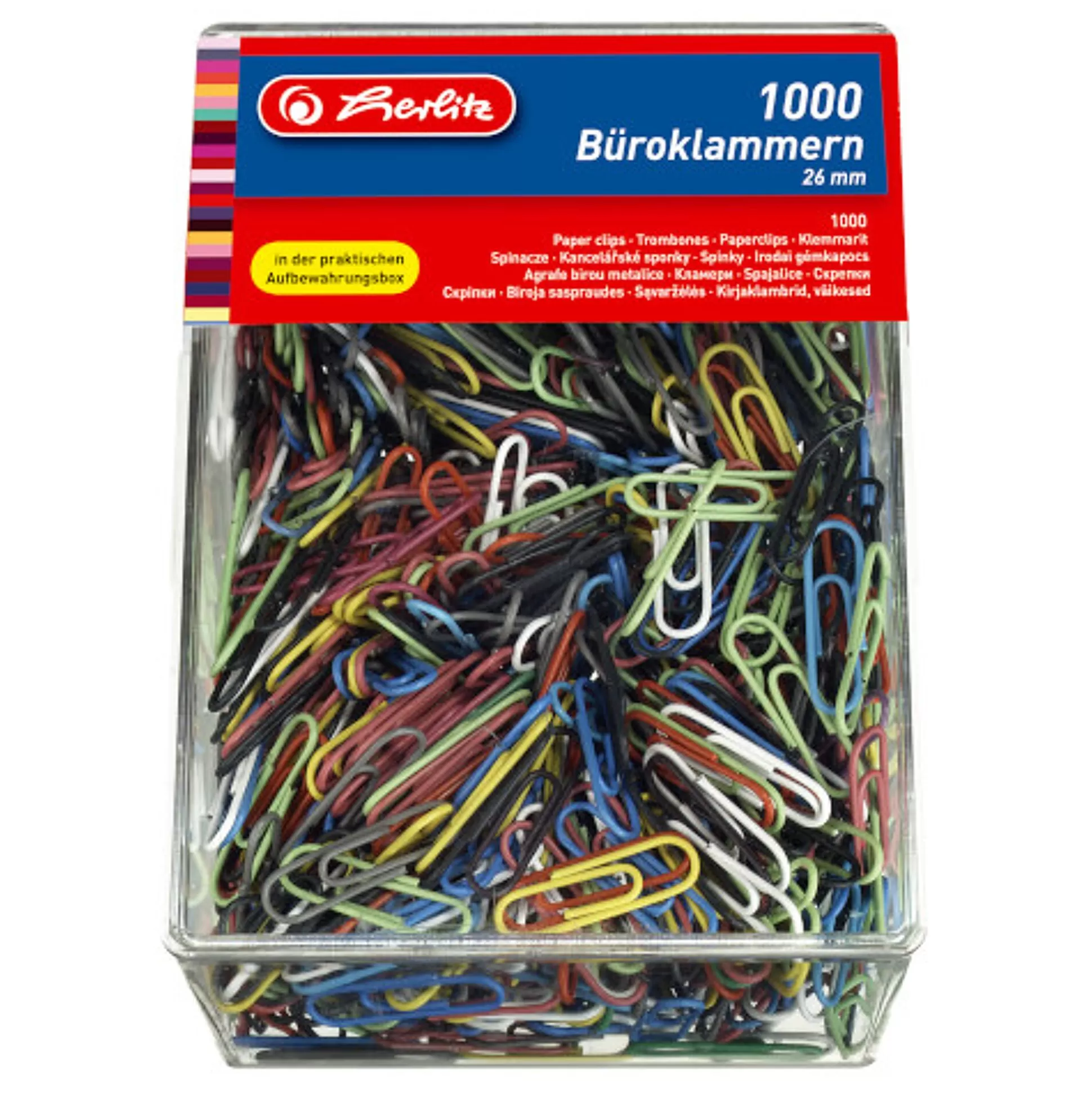 HERLITZ Perforeren, Nieten & Klemmen-Paperclips Gekleurd 2,6Cm 1000 Stuks