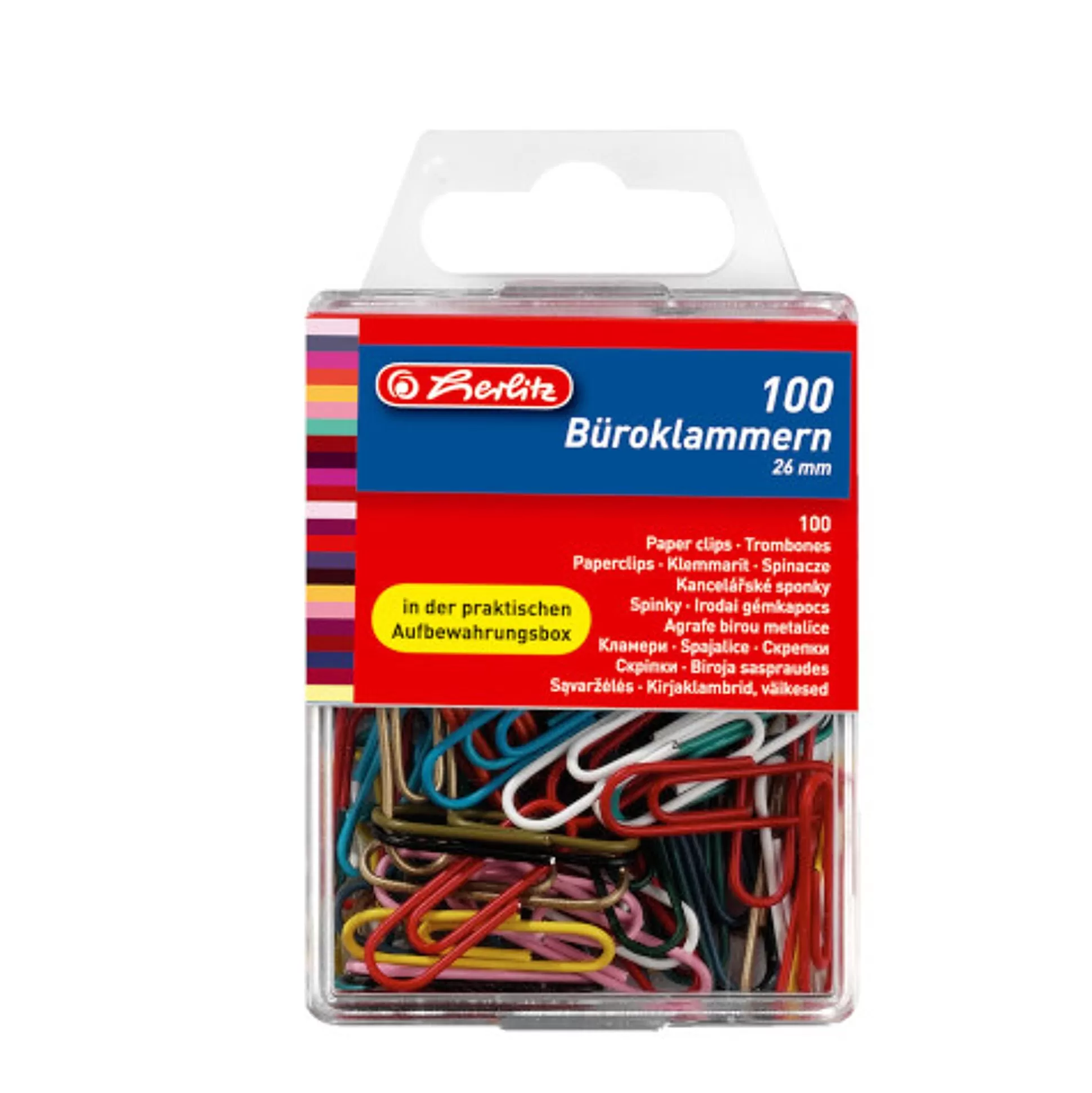 HERLITZ Perforeren, Nieten & Klemmen-Paperclips Gekleurd 2,6Cm 100 Stuks