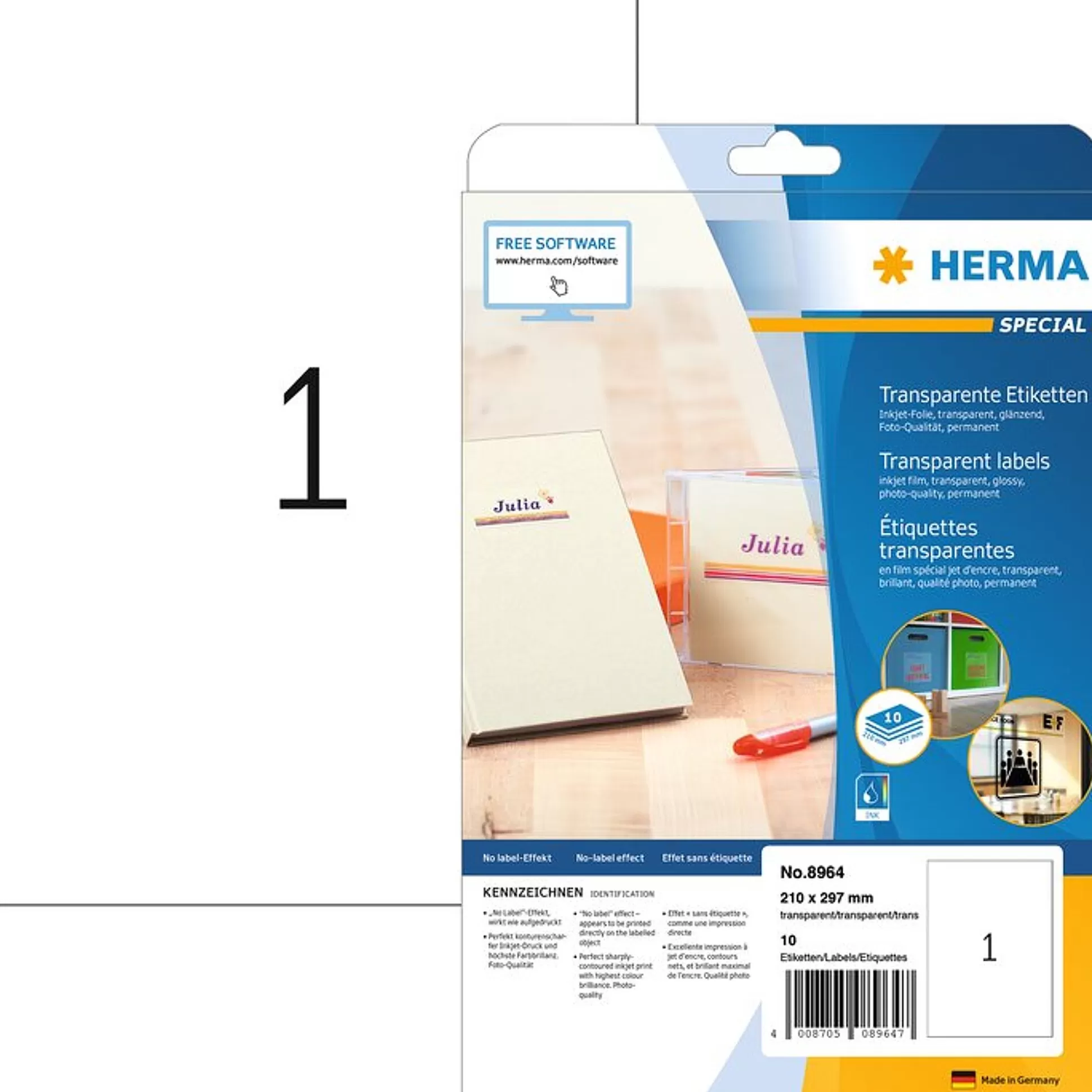 HERMA Etiketten & Labels-Permanente Transparante Etiketten 10 A4-Vellen 10 Stuks