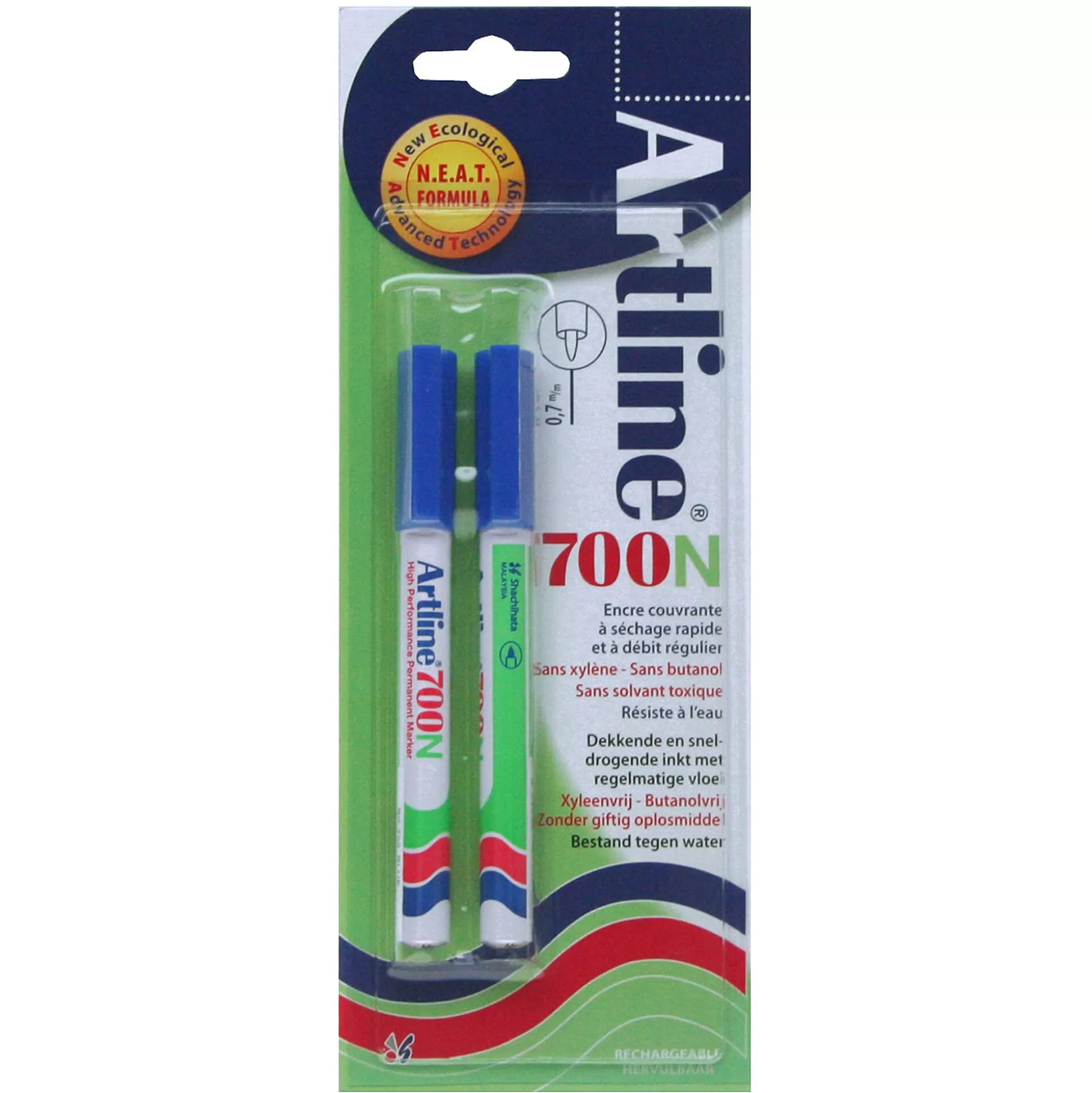 ARTLINE Stiften-Permanentmarker 700 Blauw Ronde Punt 0,7Mm 2 Stuks