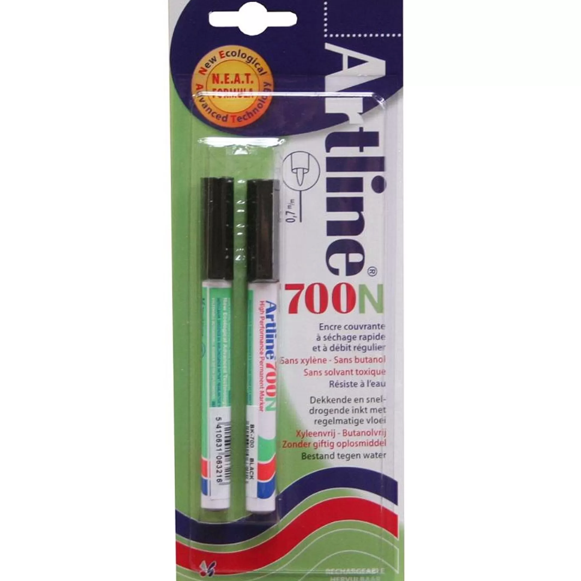 ARTLINE Stiften-Permanentmarker 700 Zwart Ronde Punt 0,7Mm 2 Stuks