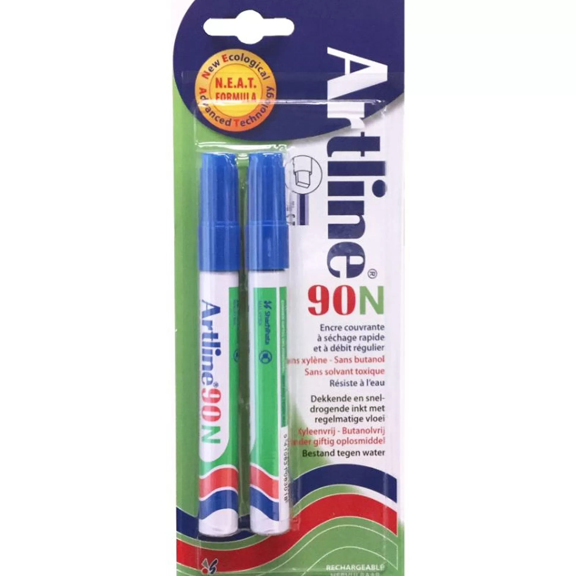 ARTLINE Stiften-Permanentmarker 90 Blauw Schuine Punt 2-5Mm 2 Stuks