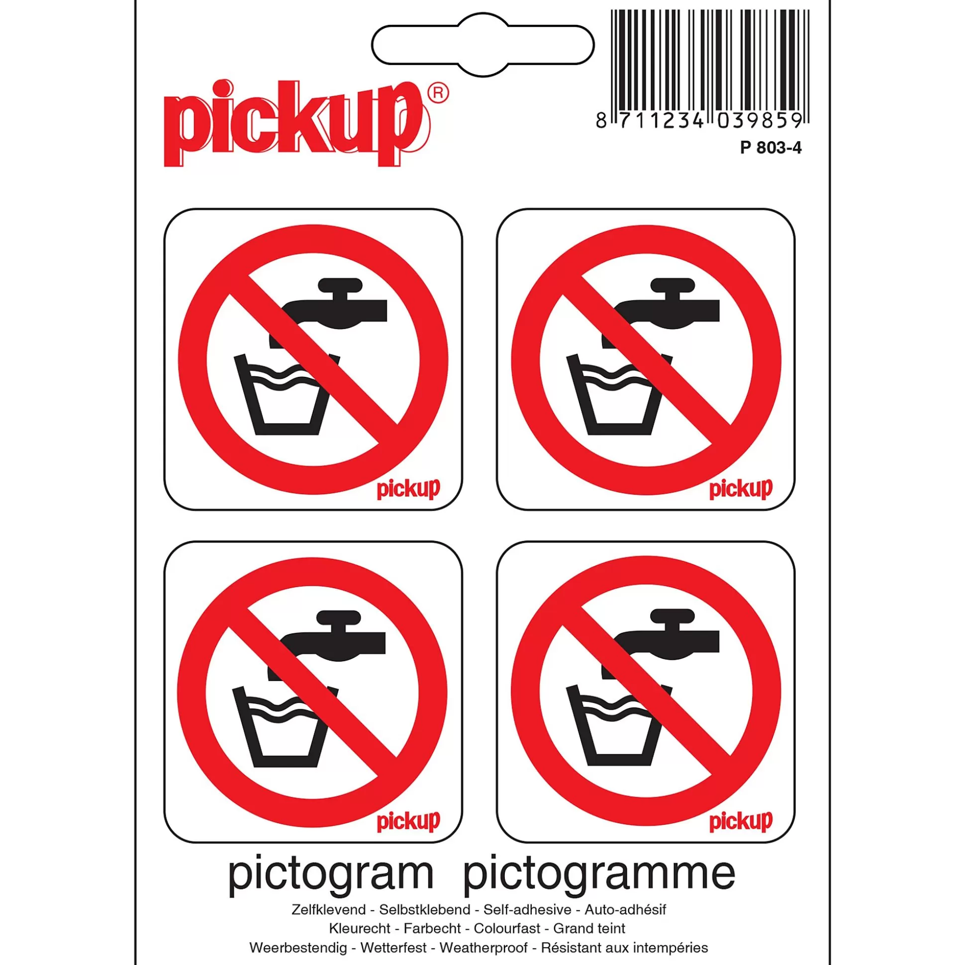 PICKUP Pictogrammen & Promo-Pictogram Geen Drinkbaar Water 4,7 X 4,7Cm 4 Stuks