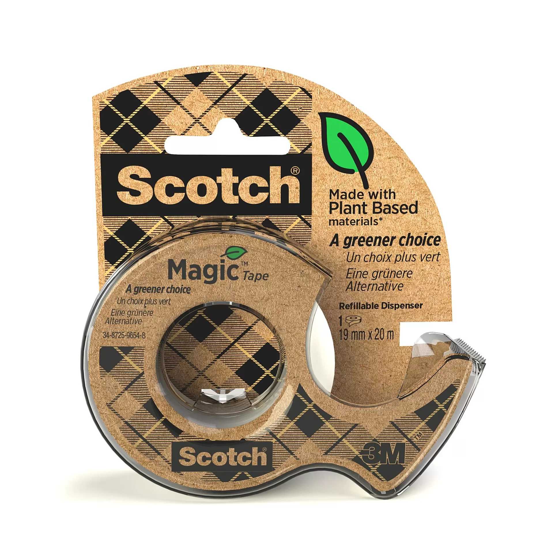 SCOTCH Lijmen & Plakken-Plakbandhouder + 1 Rol Magic Tape Greener Choice 19Mm X 20M