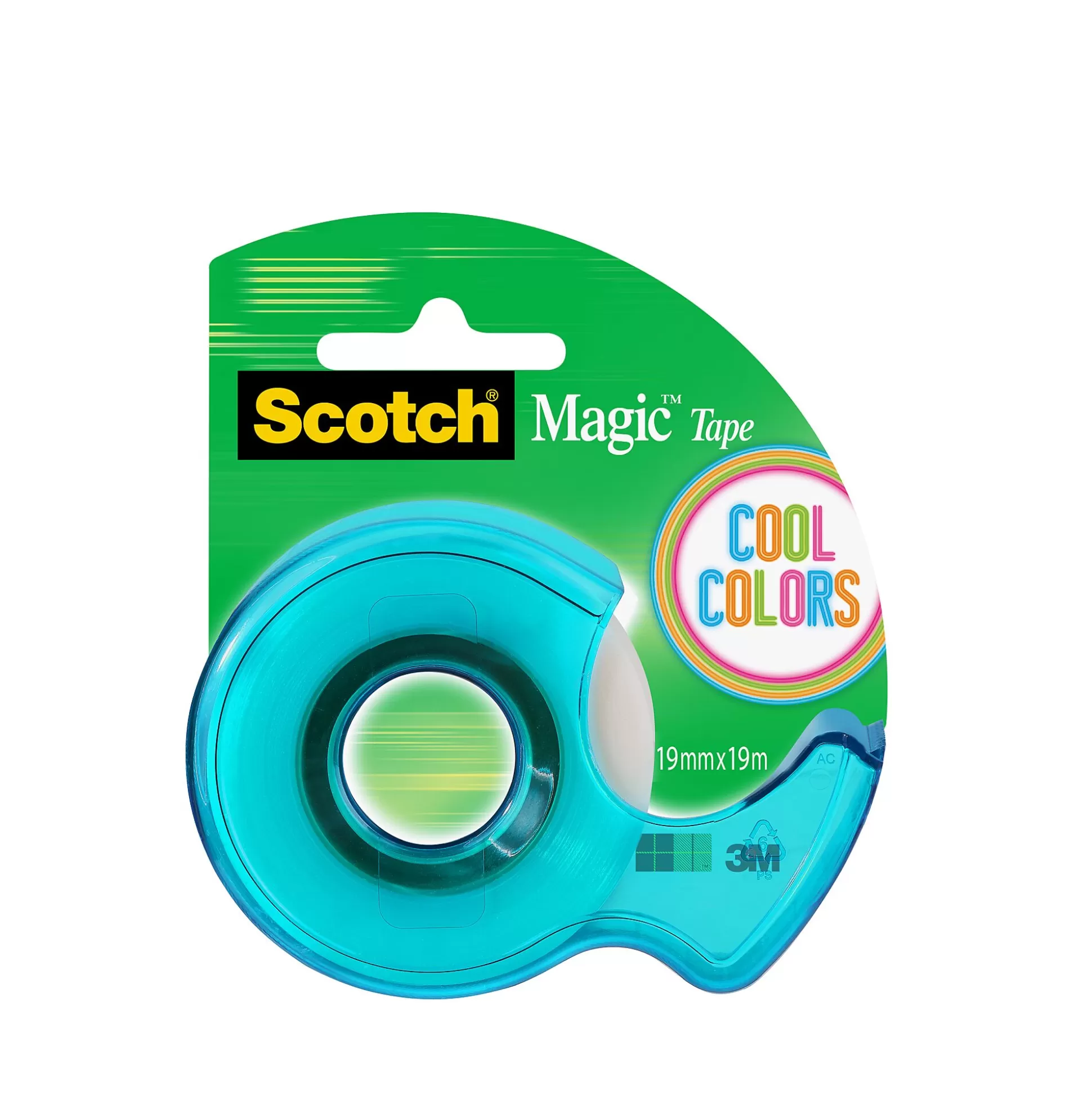 SCOTCH Lijmen & Plakken-Plakbandhouder Cool Colors Maxi + 1 Rol Magic Tape 19Mm X 19M